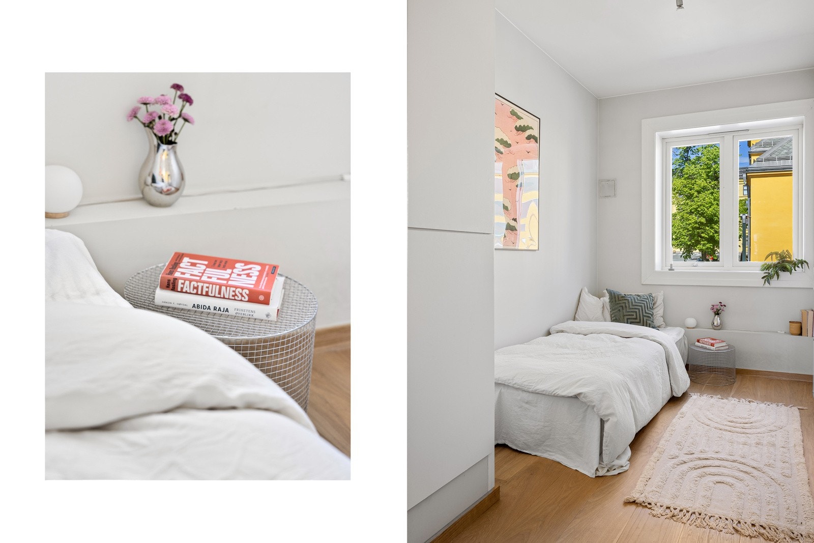 Begge soverommene er holdt i moderne farger Galleribilde