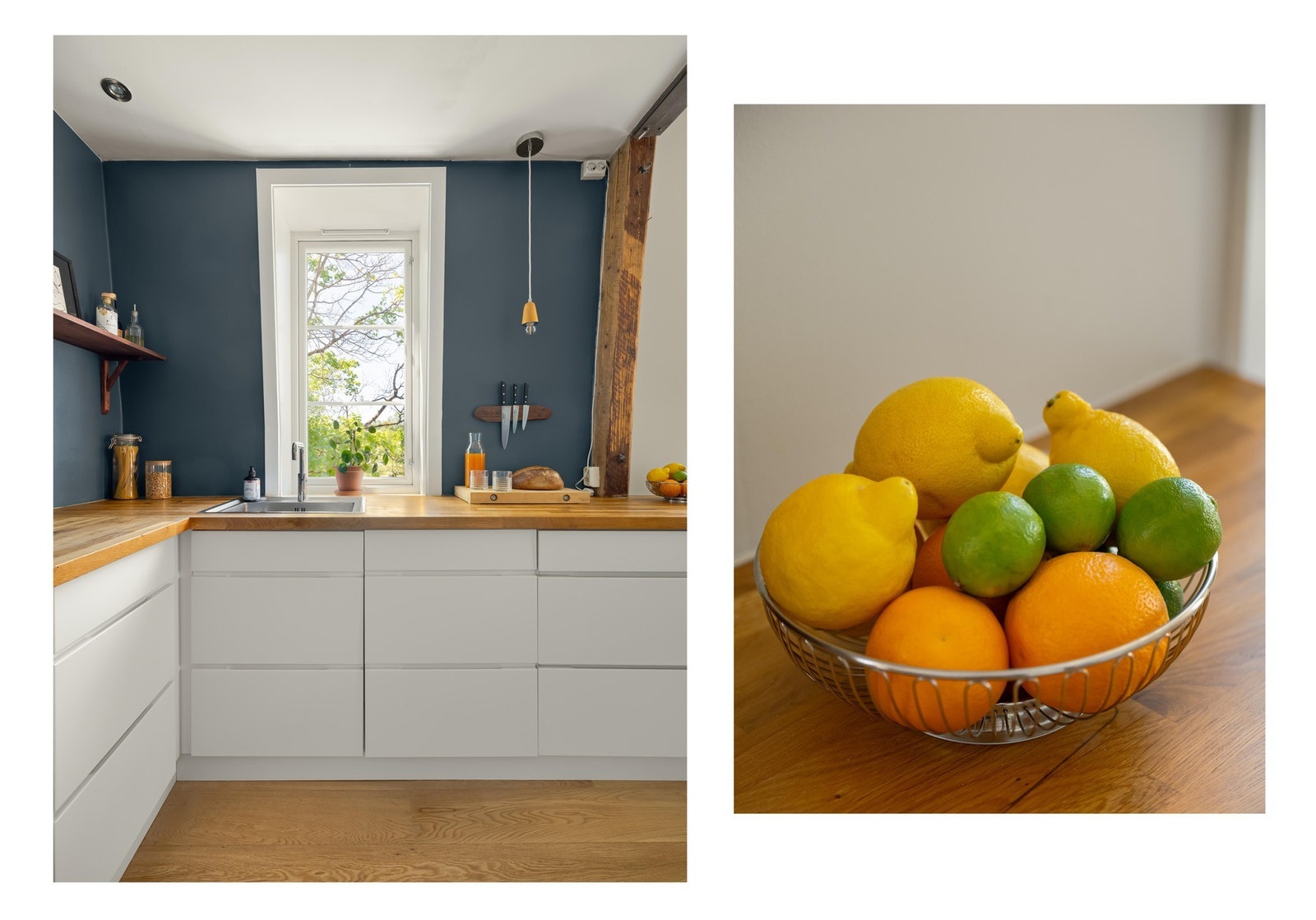 Benkeplaten er 6 cm tykk heltre i eik. Galleribilde