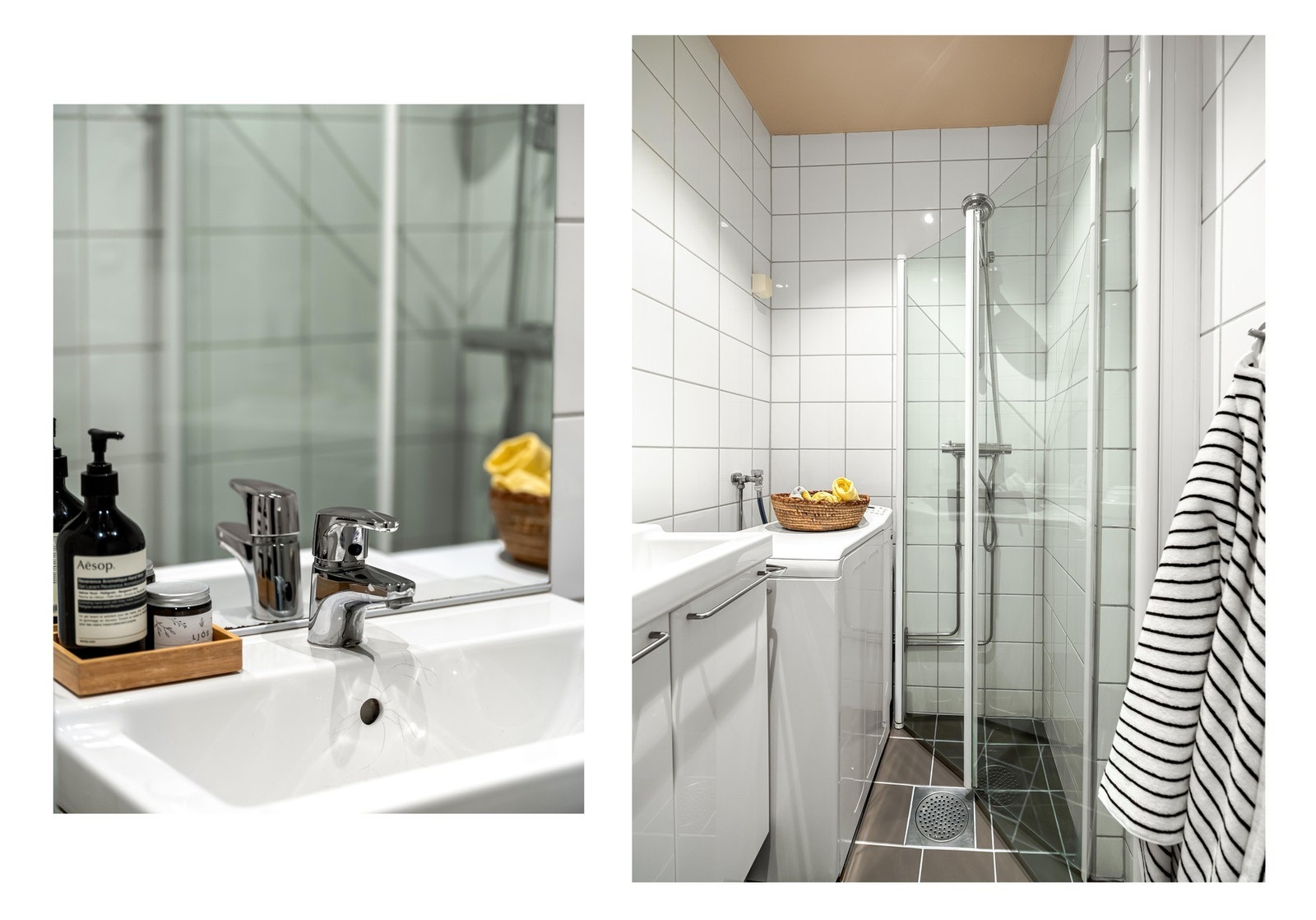 Det er opplegg til vaskemaskin på badet. Det er også fellesvaskeri i aksjelaget. Galleribilde