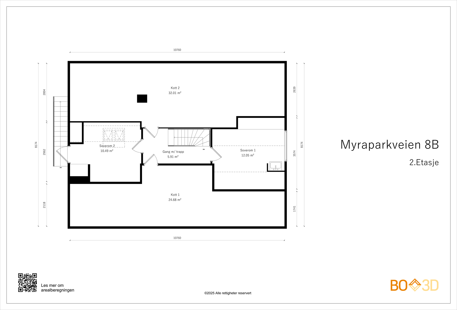 Plantegning loft. Ikke byggemeldt Galleribilde