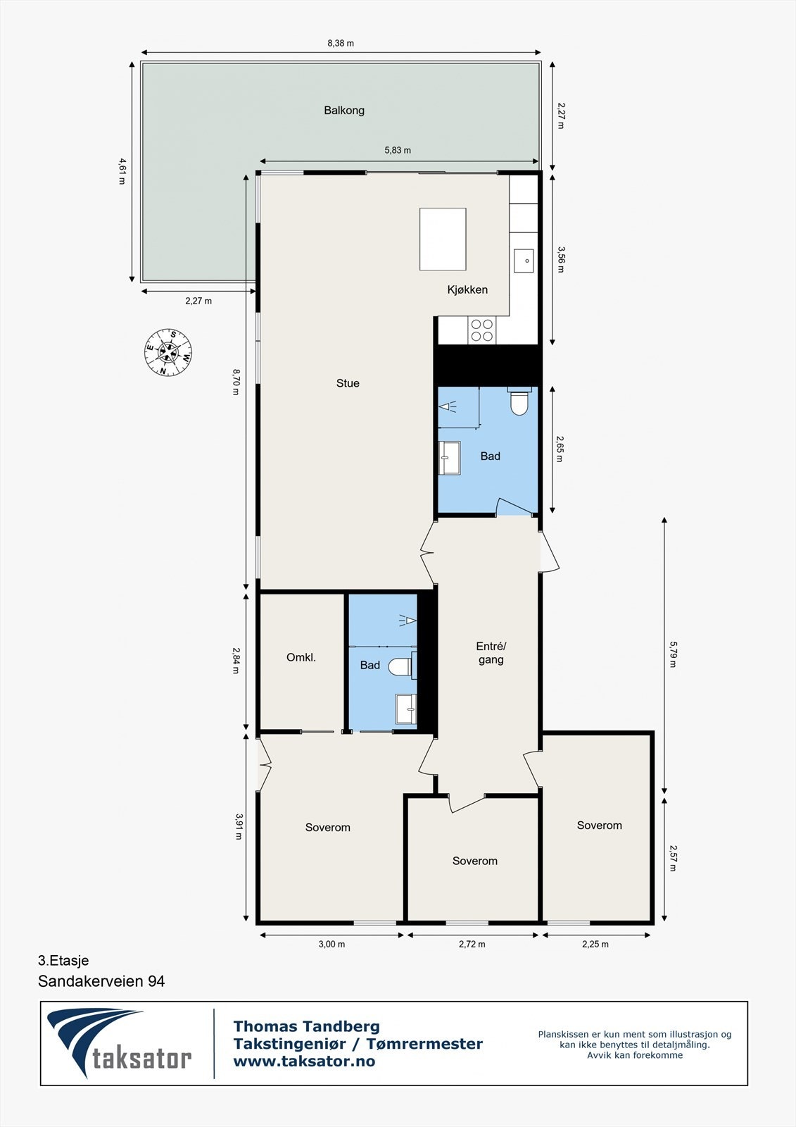 Optimal og romslig planløsning i 3.etasje. Galleribilde