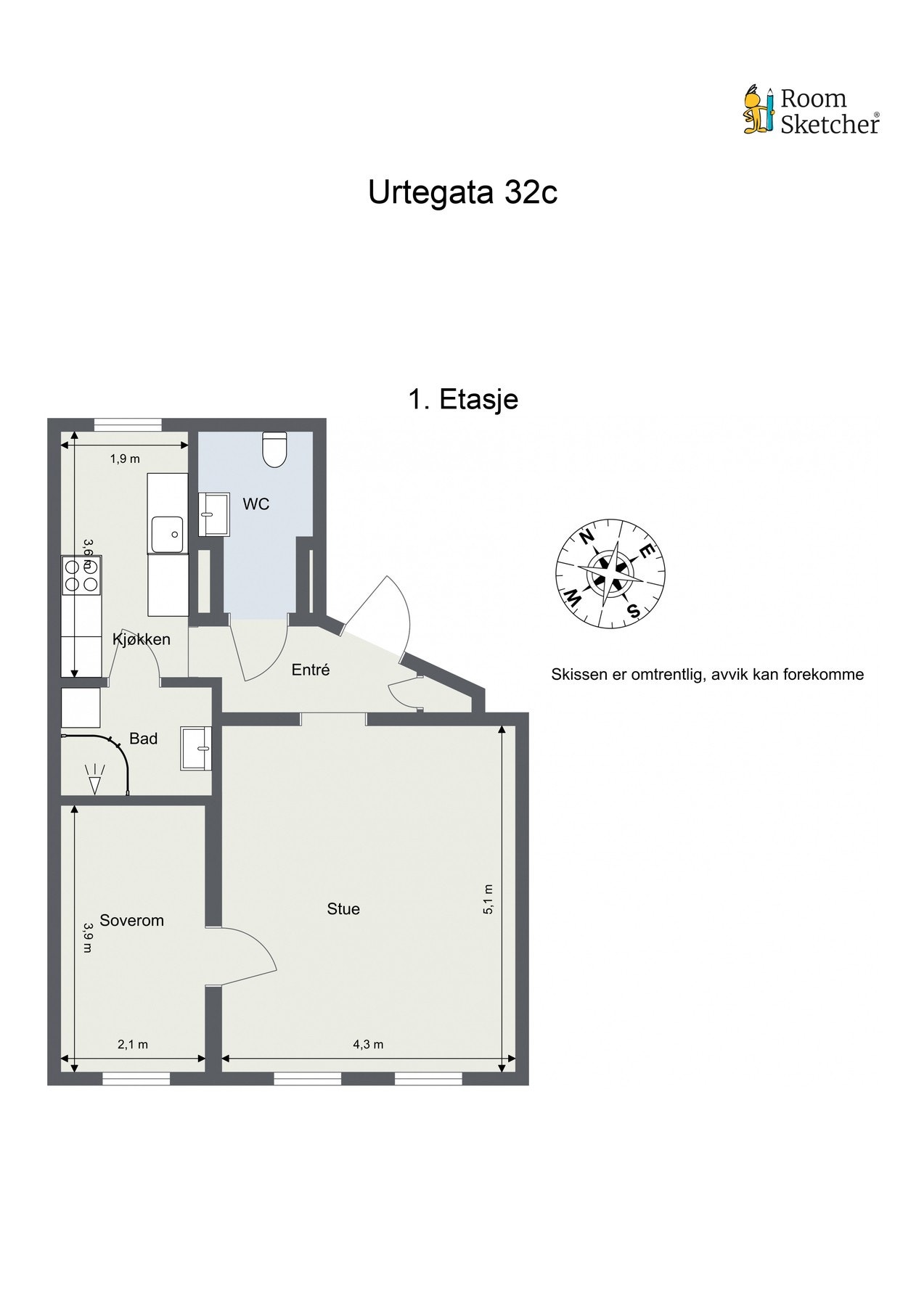 Oppmålt planløsning Galleribilde