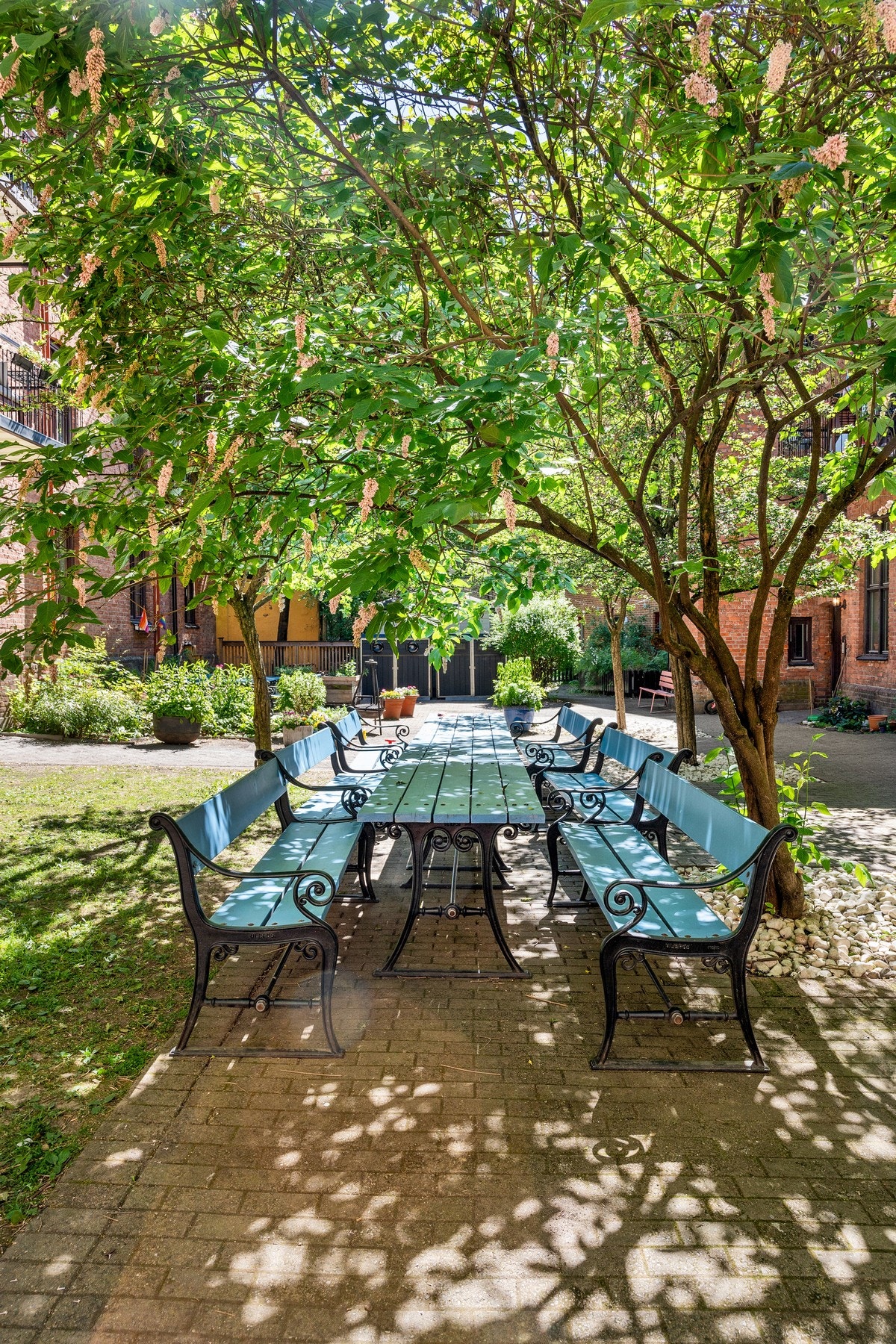 Bakgården har en hyggelig benkeplass hvor du kan slappe av og nyte omgivelsene. Galleribilde