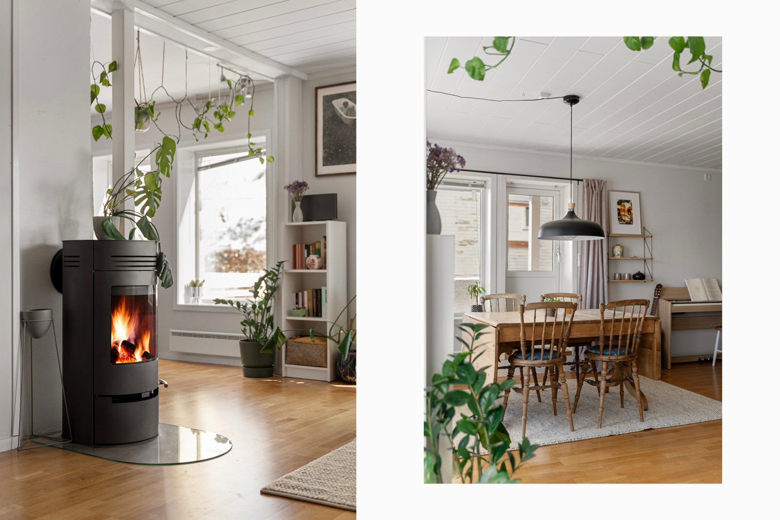 Vedfyring gir en lun atmosfære.