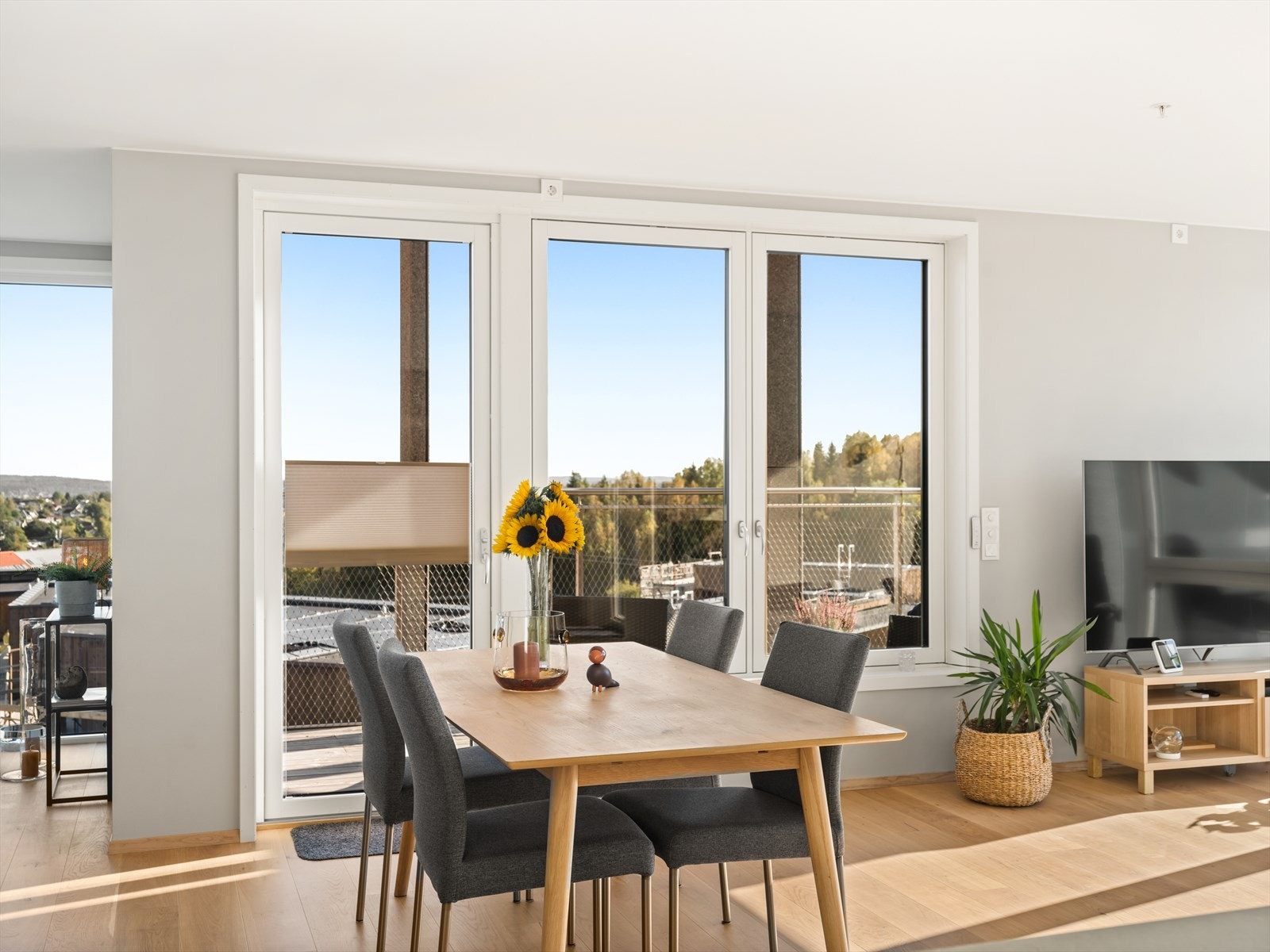 Det er god plass til langbord i leiligheten Galleribilde