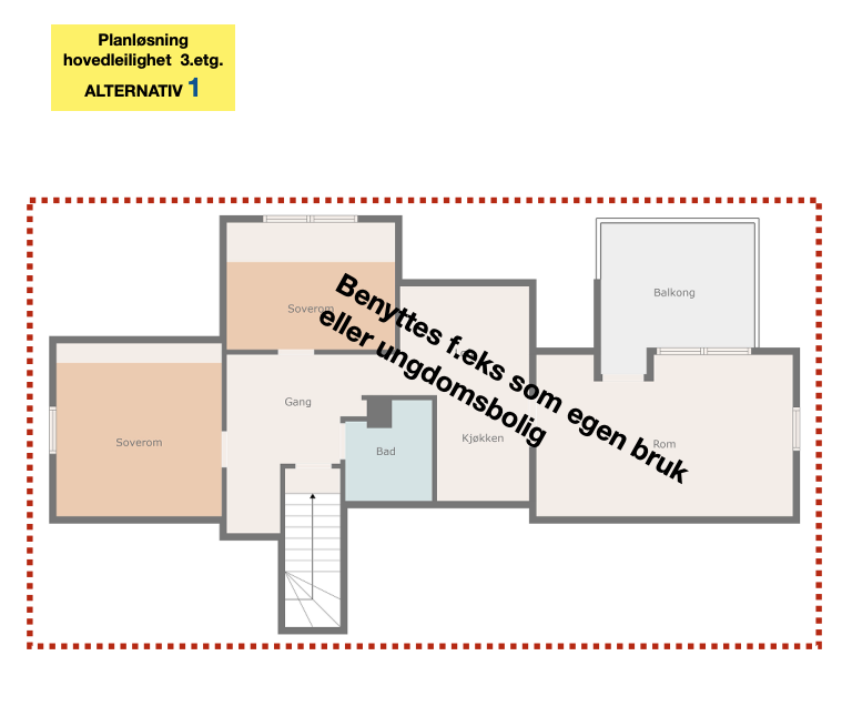 Planløsning hovedleilighet 3.etg. alternativ 1 Galleribilde