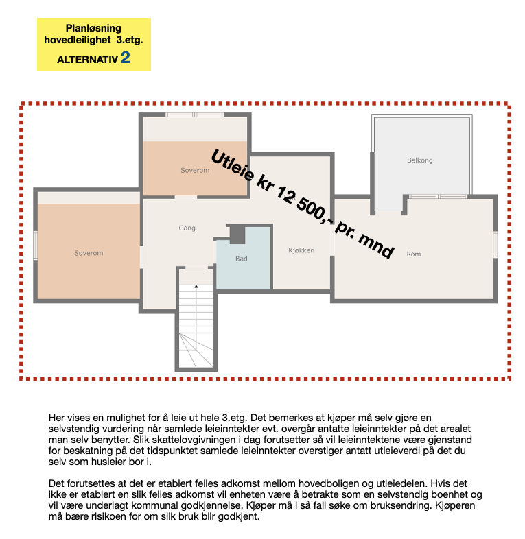 Planløsning hovedleilighet 3.etg. alternativ 2 Galleribilde