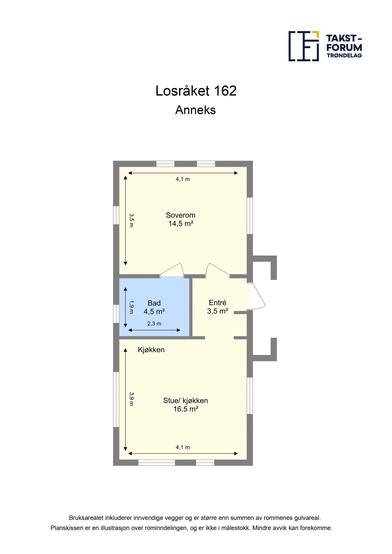 Planskisse anneks med arealer Galleribilde