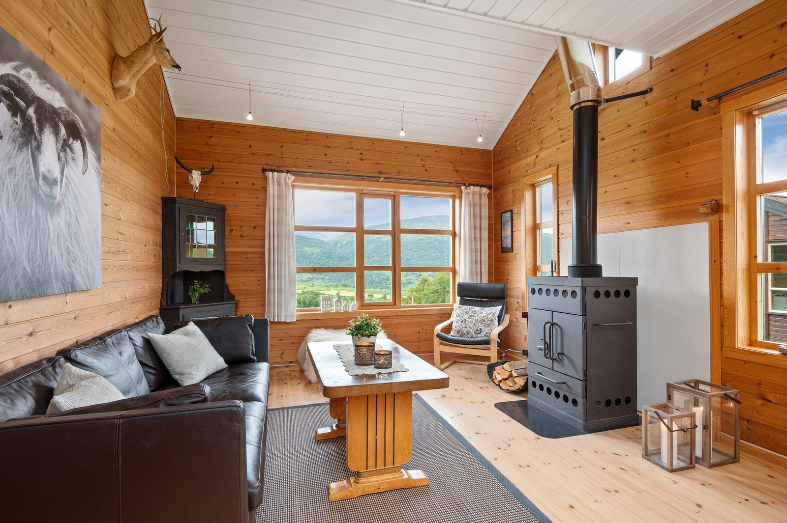 Stor og effektiv vedovn som varmer godt på kalde høst- og vinterkvelder. Galleribilde