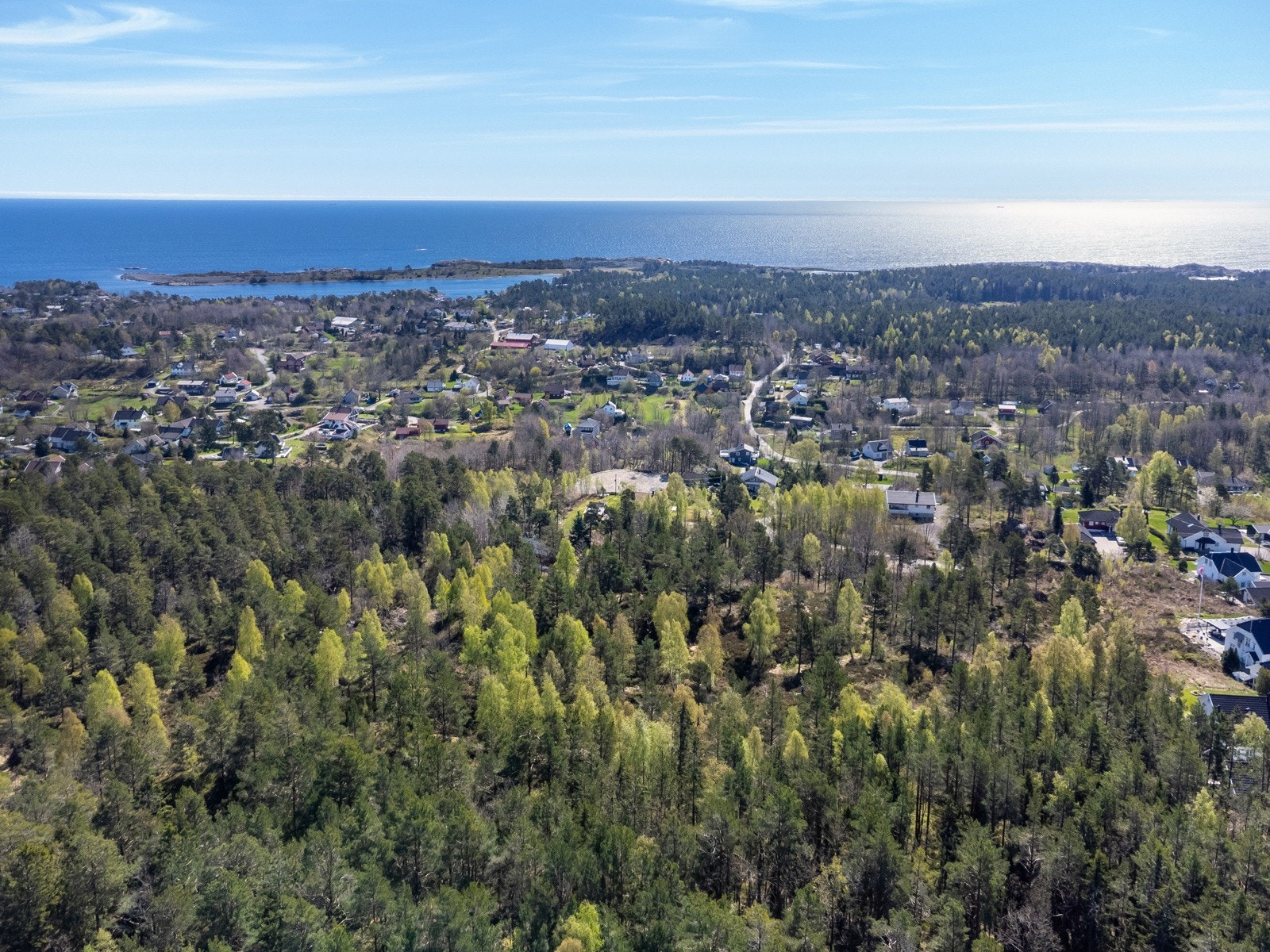 Dronebilde av boligfeltet Galleribilde