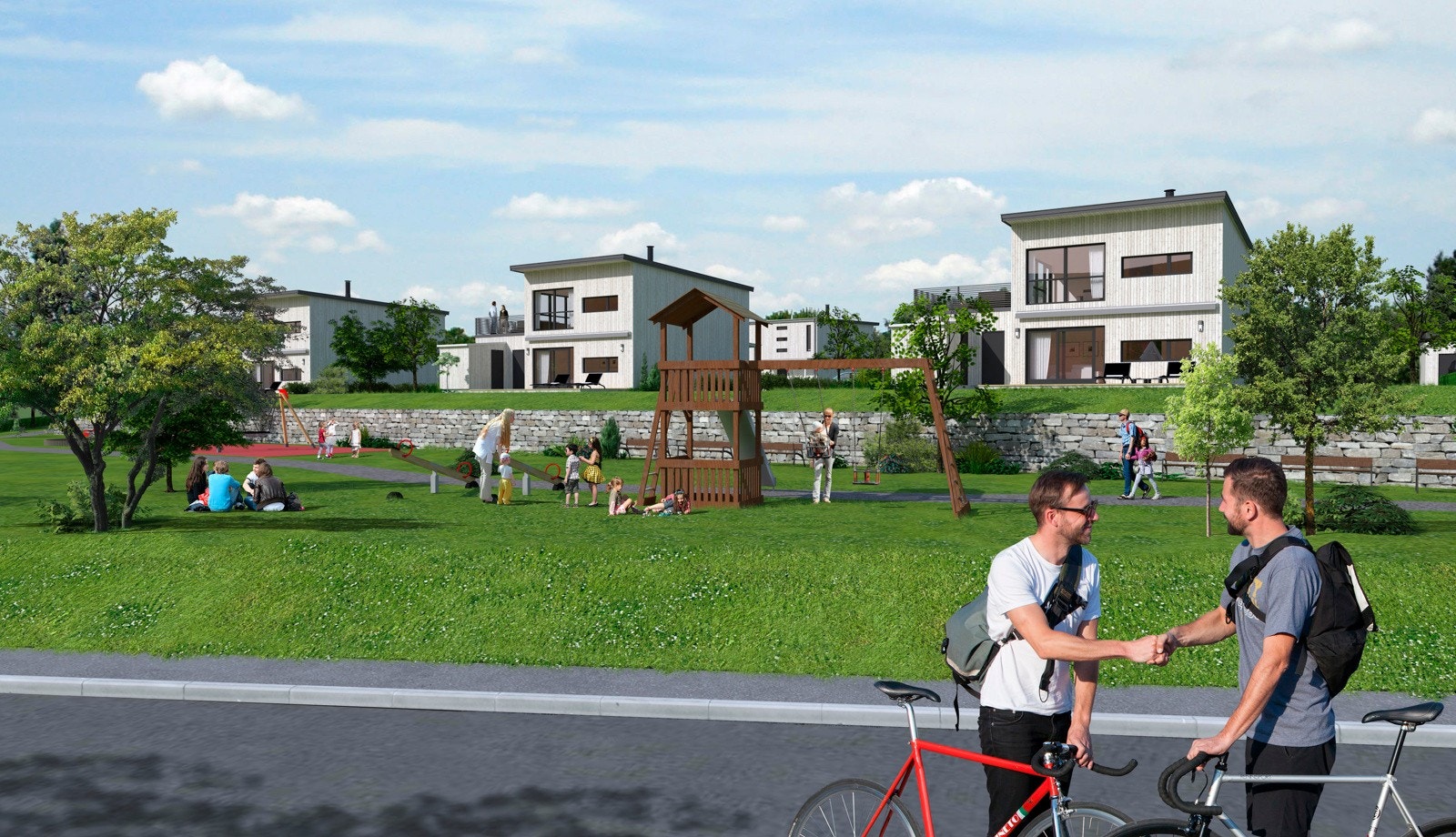 Ilustrasjonsbilde på hvordan felles lekeplass kan opparbeides Galleribilde