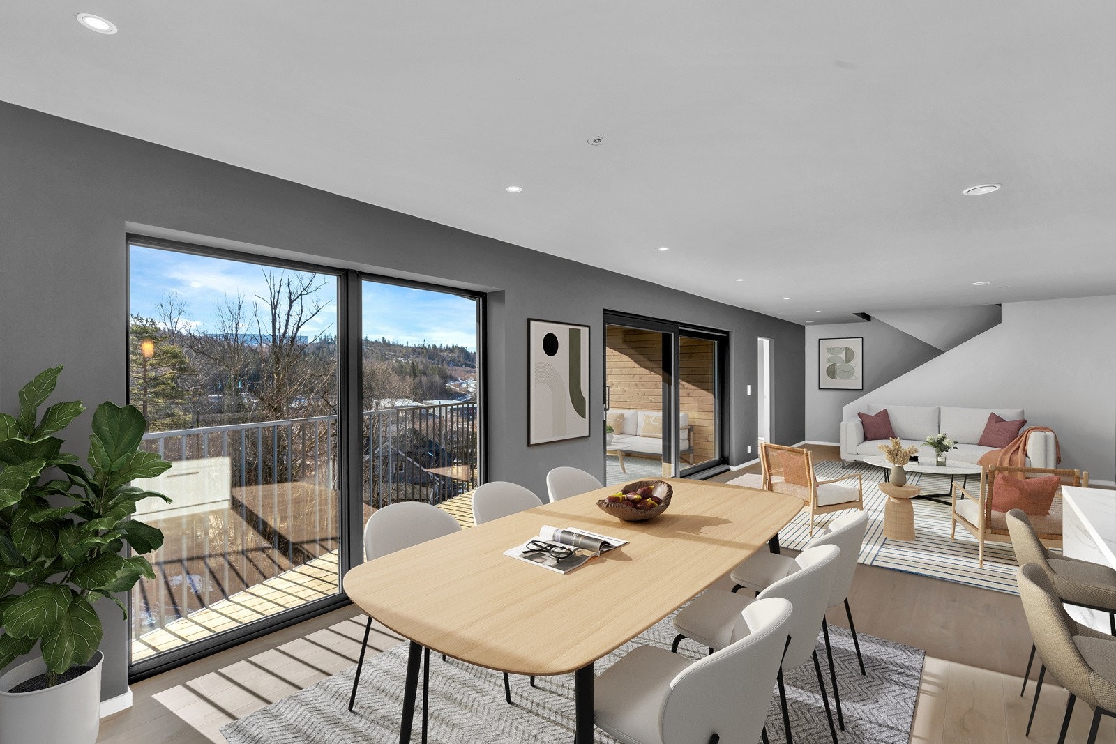 Boligen har stue og kjøkken i åpen løsning på plan 2. Galleribilde