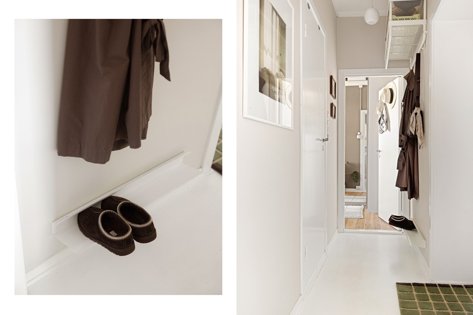 Innbydende inngangsparti med plass til oppbevaring av sko og yttertøy. Det er felles dørcallinganlegg Galleribilde