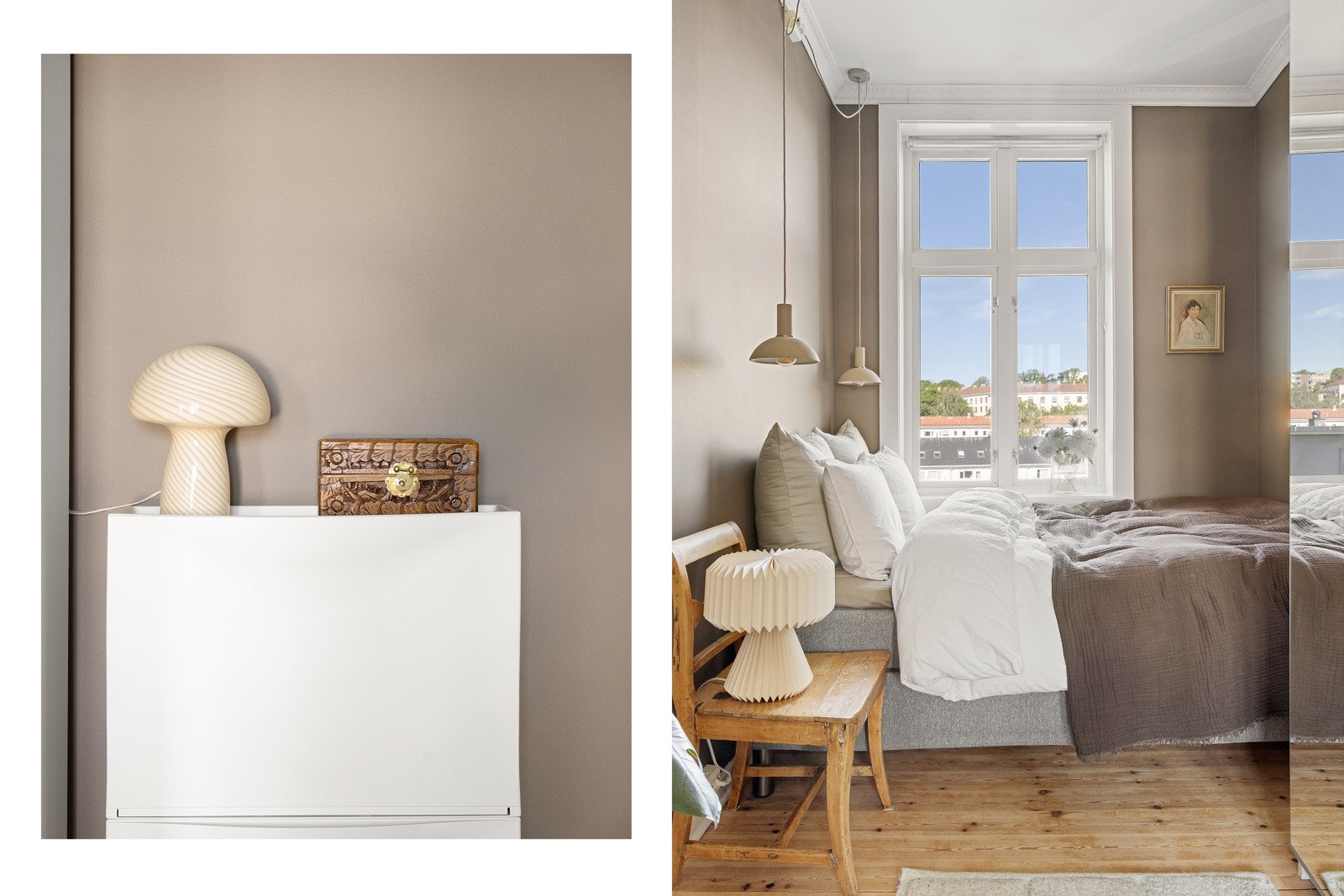 Lyst og luftig soverom med store vindusflater og god takhøyde Galleribilde