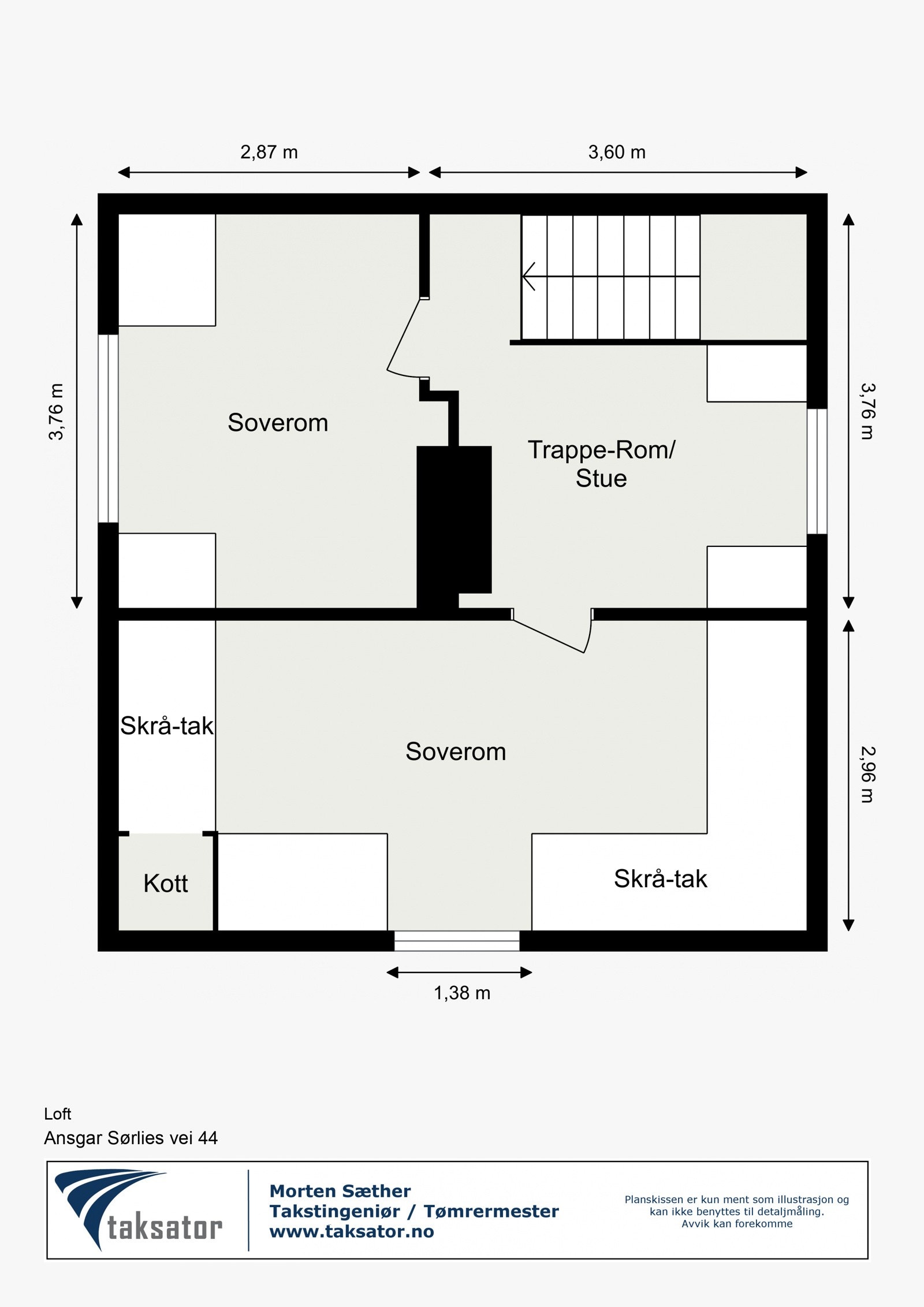 Plantegning av loftsetasjen Galleribilde