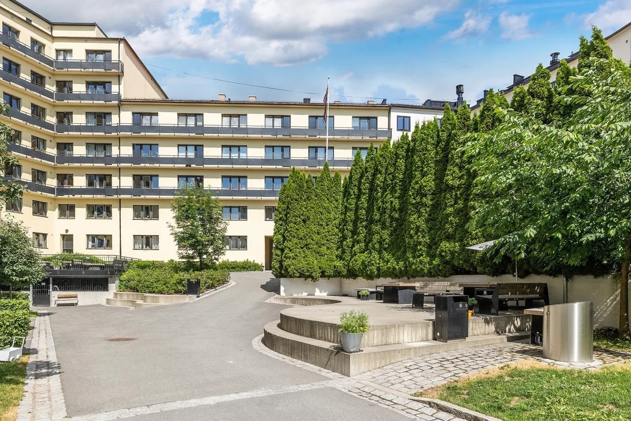 Bakgården om sommeren. Galleribilde