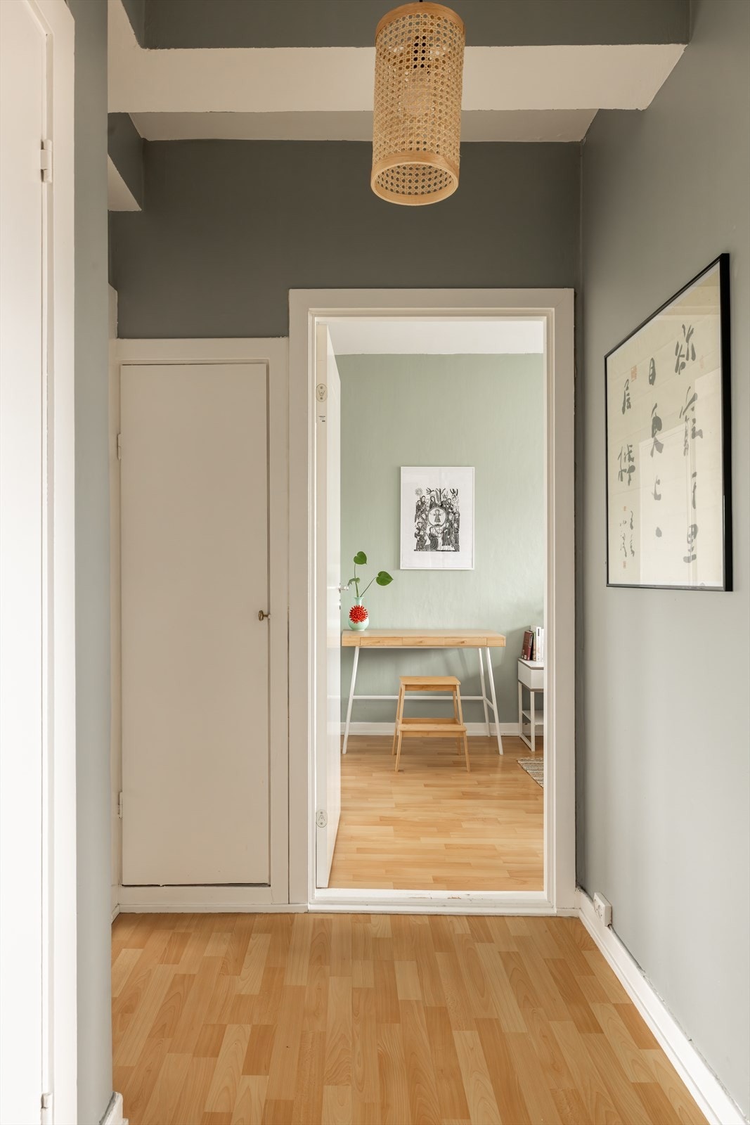 Praktisk med et romslig kott på ca. 1 kvm med ekstra oppbevaringsmuligheter (se til venstre i bildet). Sikringsskap med automatsikringer. Galleribilde