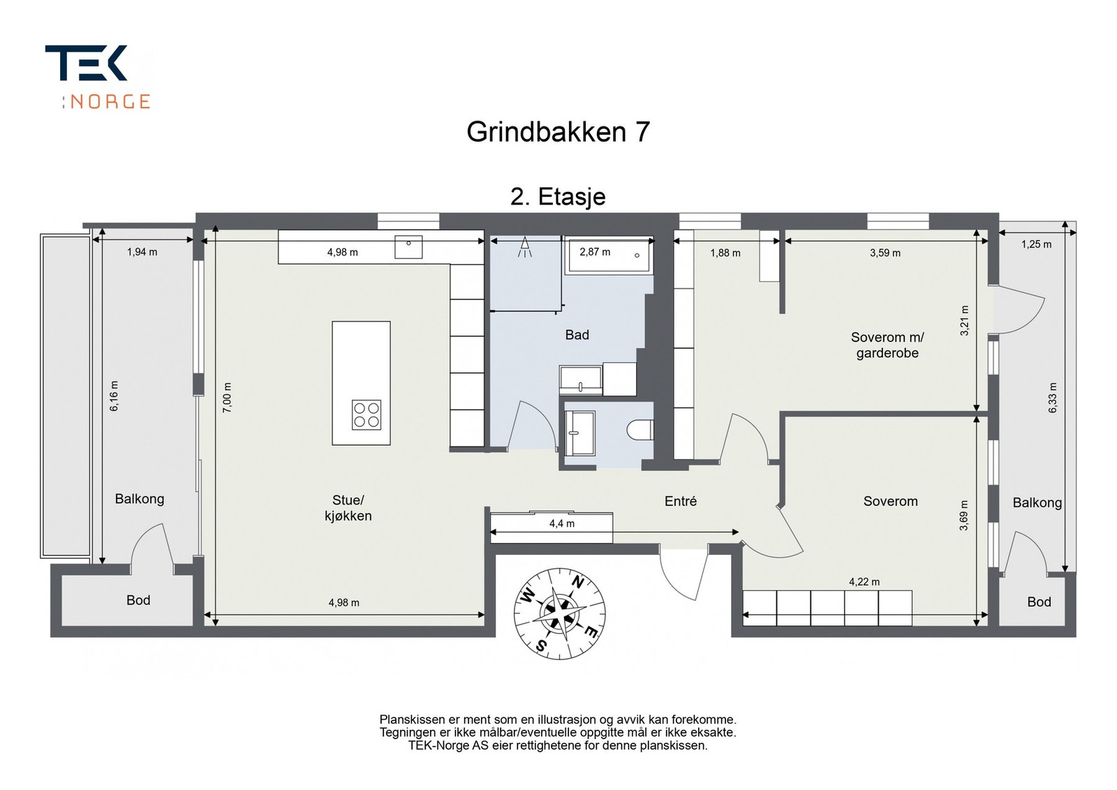 Plantegning, Grindbakken 7, 2. etasje Galleribilde