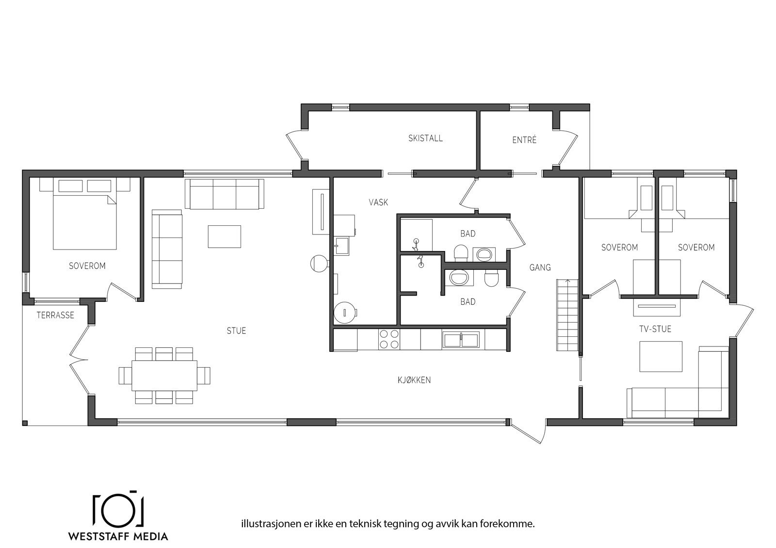 Planskisse hovedetasje. Galleribilde