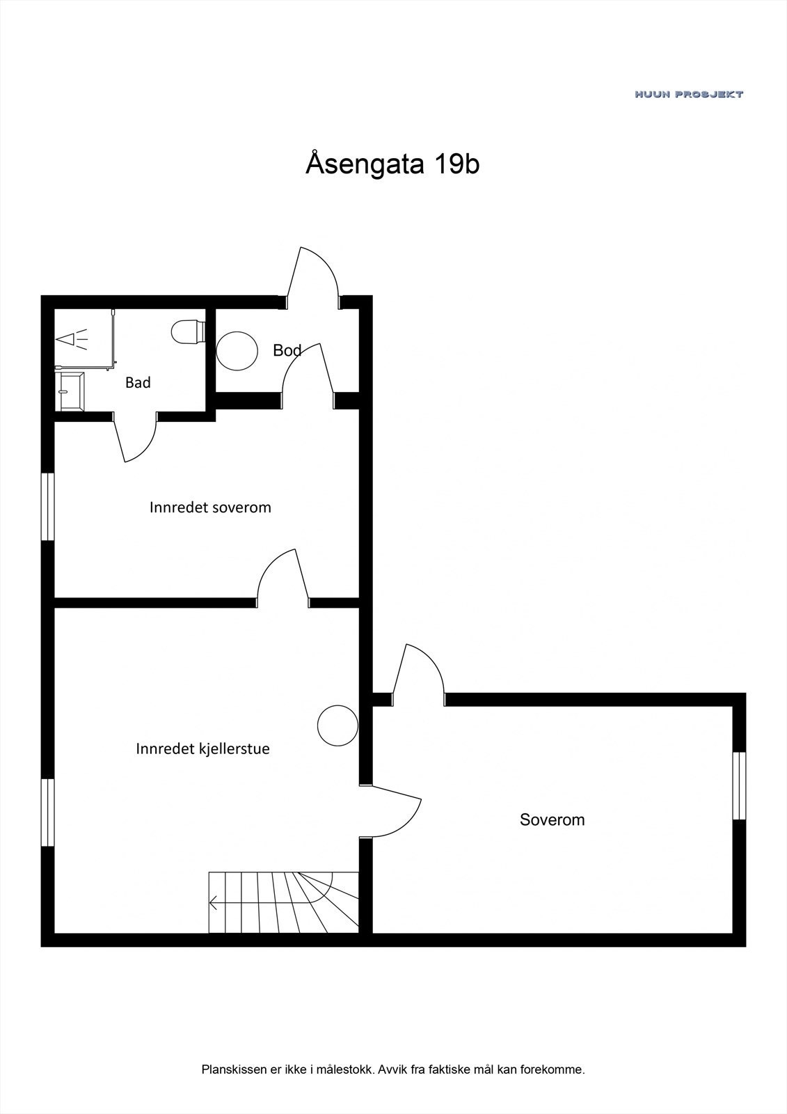 U. etg. (59 kvm BRA-i), består av: 2 innredede soverom, innredet kjellerstue, bod/vaskerom og bad. Galleribilde