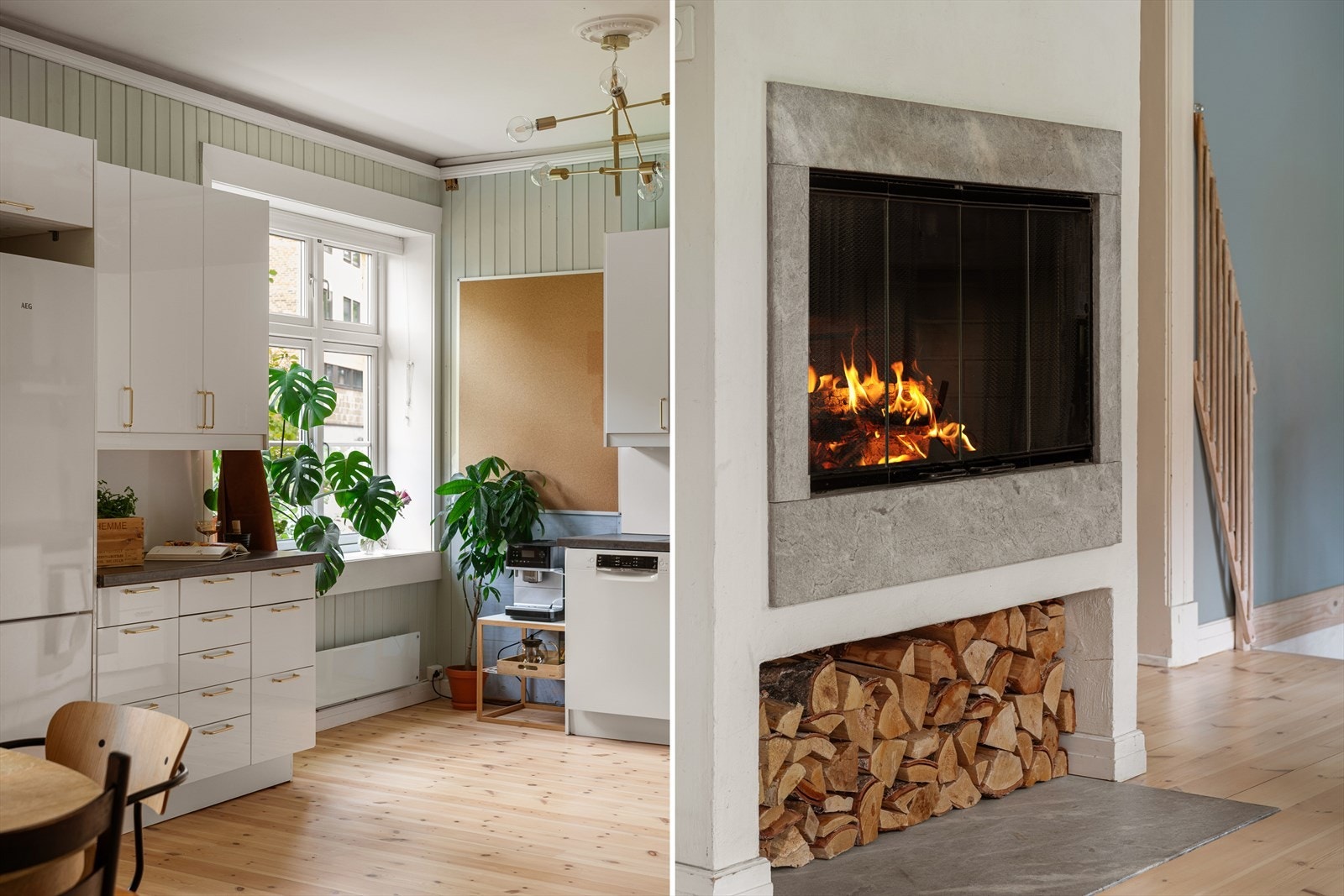 Vinduene er fra 2008 (2-lags isolerglass). På de kaldeste dagene har du oppvarming med panelovner og den flotte peisen med glassdører. Galleribilde