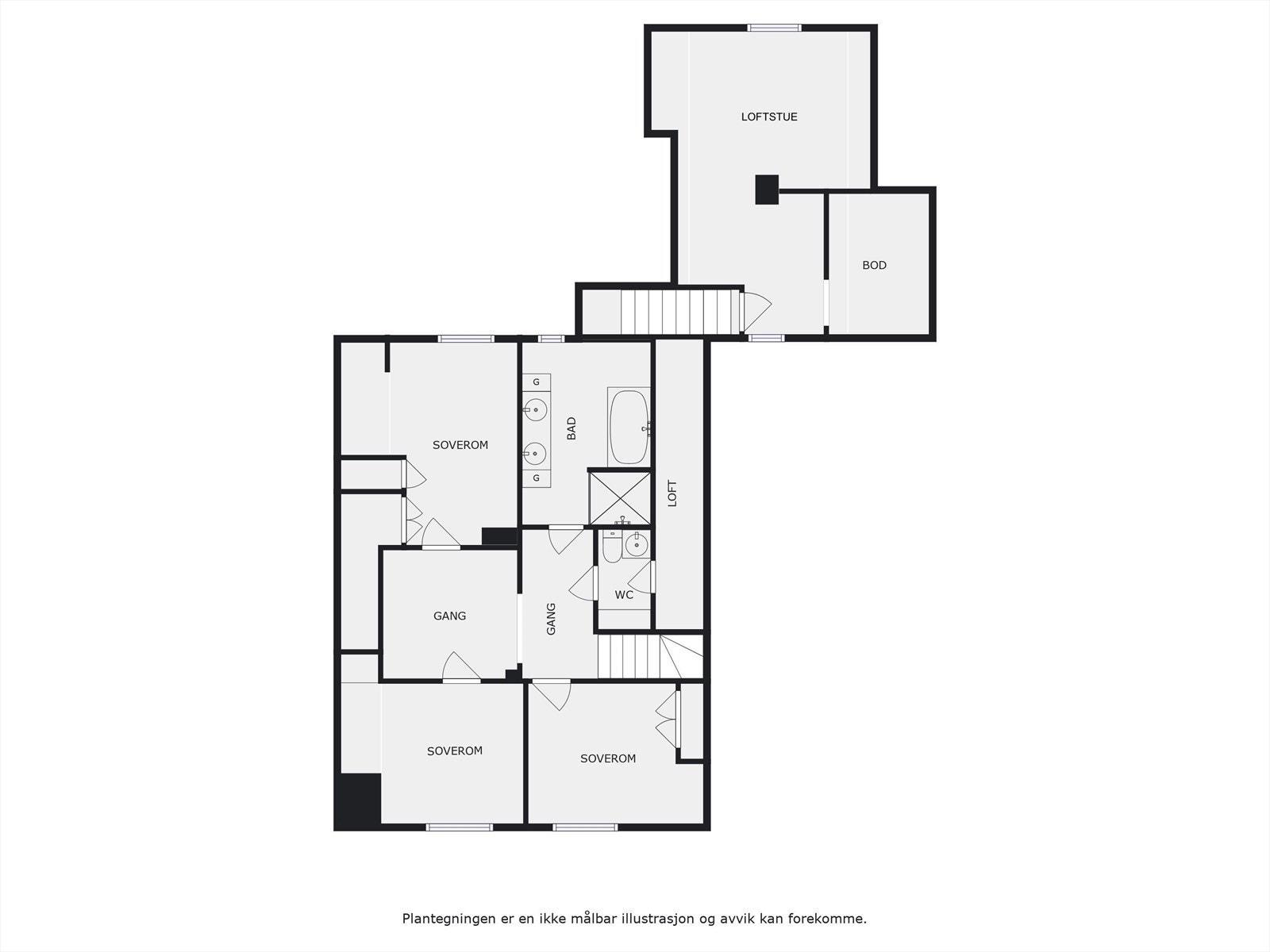 Plantegning - Loftsetasje (Hoveddel) Galleribilde