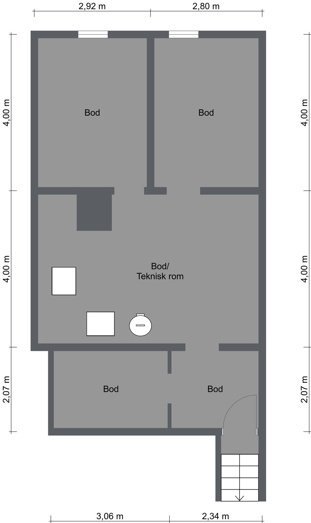 Plantegning kjeller. Galleribilde