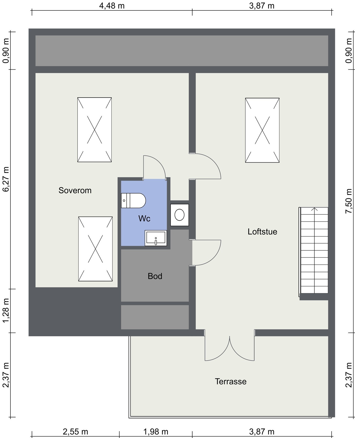 Plantegning loft. Galleribilde