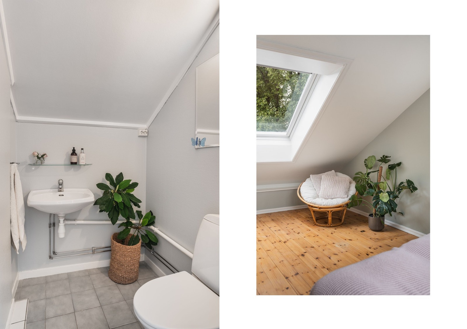 I tilknytning til soverommet på loftet, finner vi boligens 2. toalettrom. Galleribilde