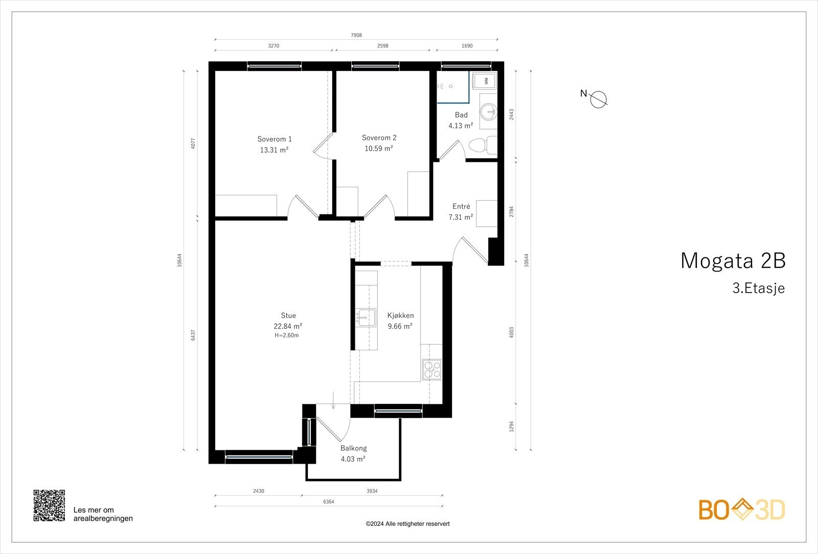 Vi tar en titt på leilighetens planskisse, slik at du får orientert deg før vi beveger oss videre. Boligen disponerer i tillegg 2 boder, en på loft og en i kjeller. Galleribilde