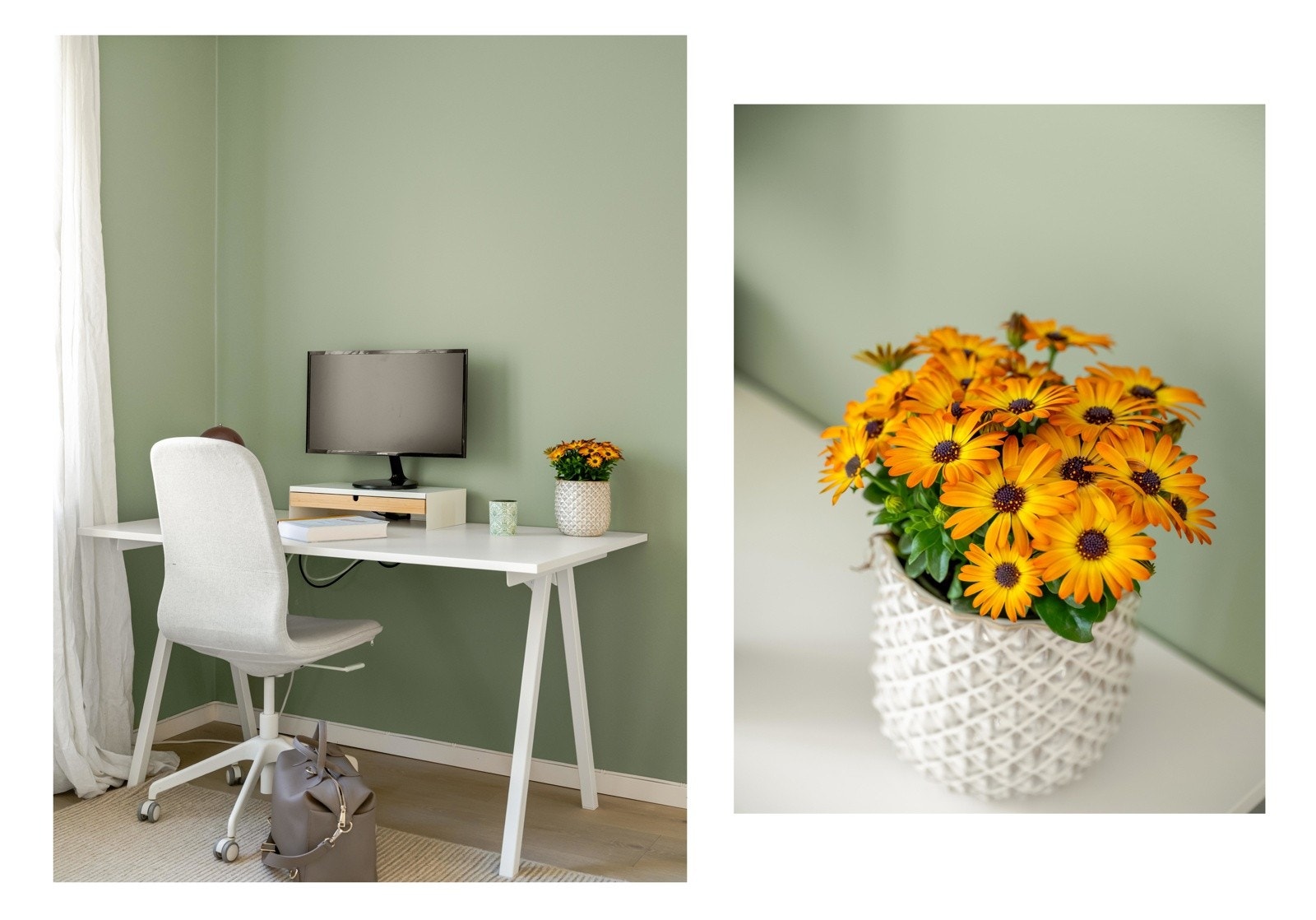 Det er faktisk plass til hjemmekontorløsning for både deg og samboeren, selv om selger kun har innredet for én. Galleribilde