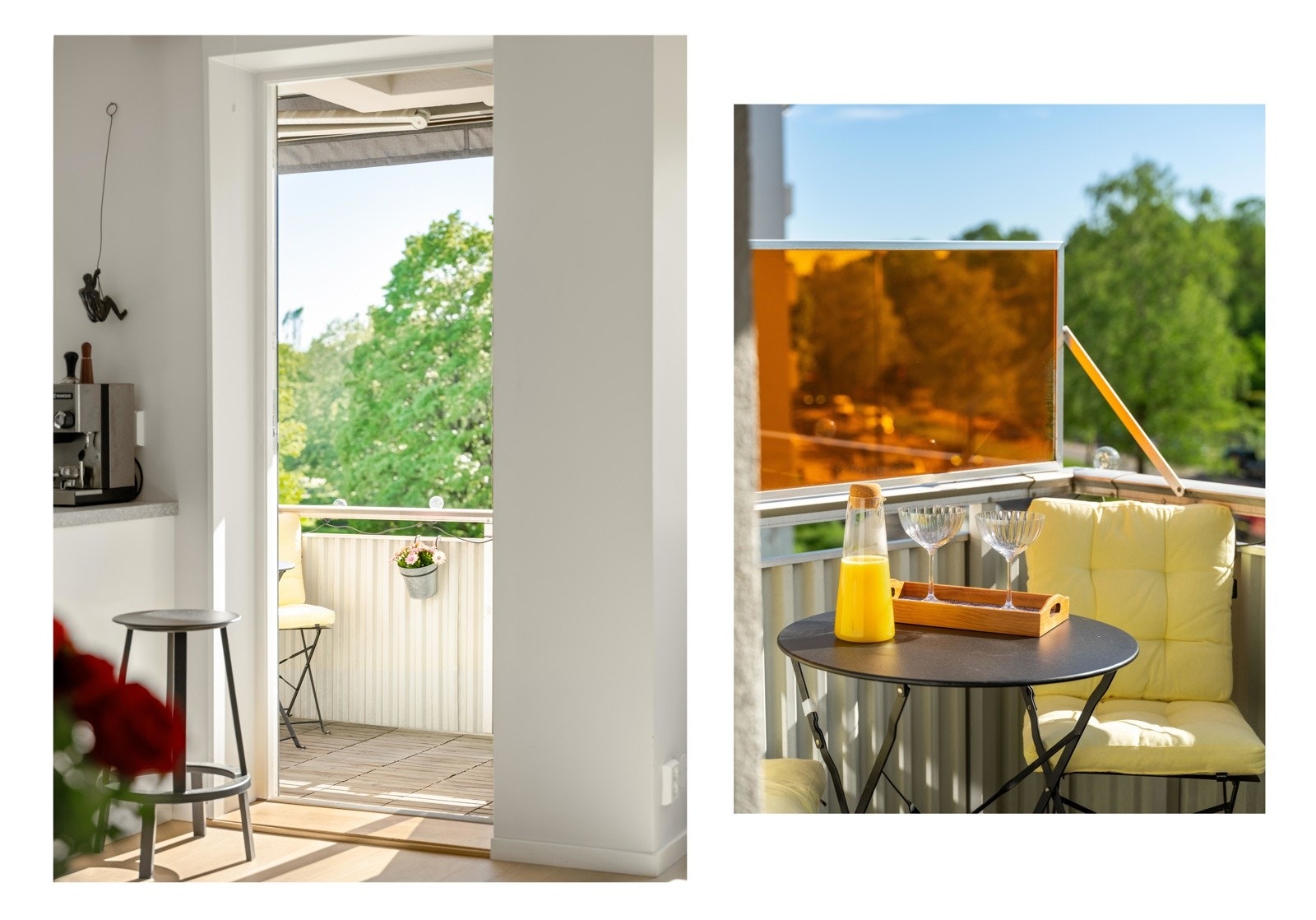 Fra stuen finner vi utgangen til leilighetens balkong. Galleribilde