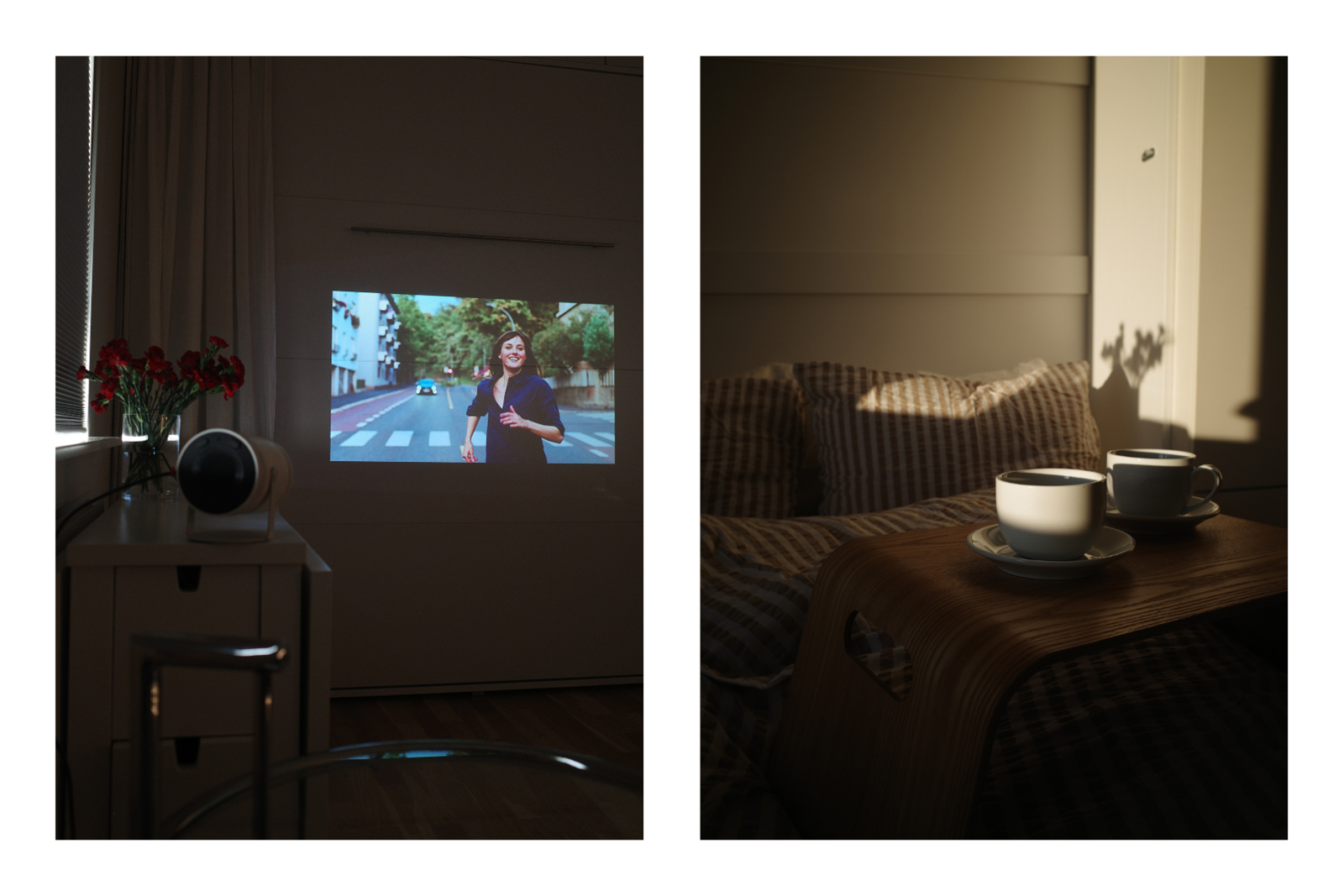 Kveldsstemning med hjemmekino og ettermiddagssol. Galleribilde