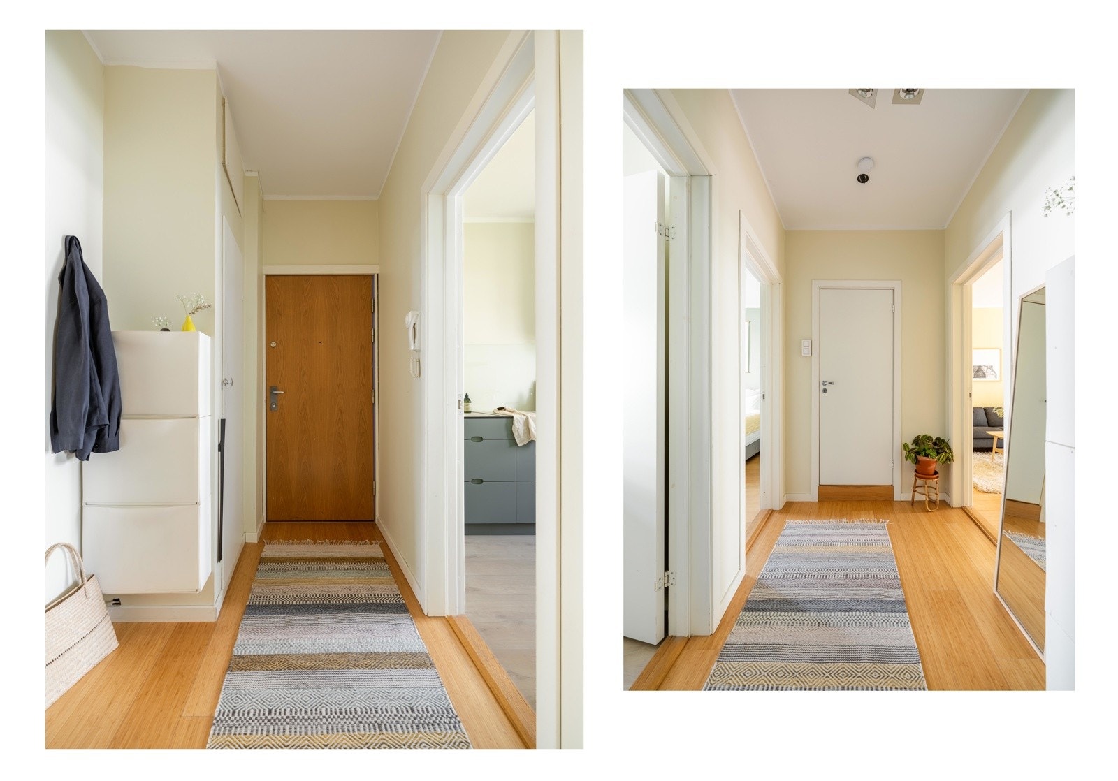 Romslig og praktisk entré med skap for oppheng av yttertøy. Galleribilde