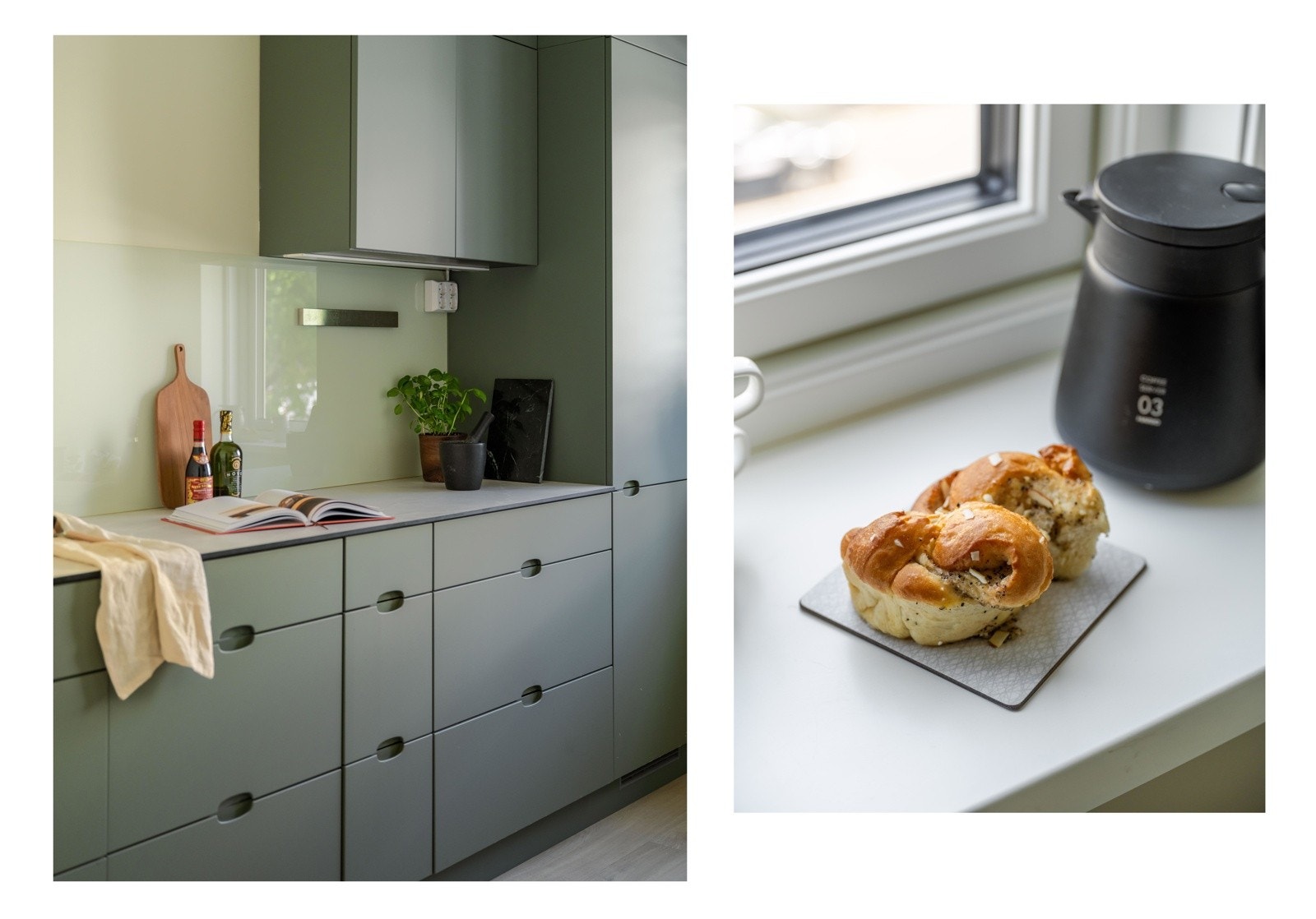 Integrerte hvitevarer er induksjonsplatetopp, stekeovn, oppvaskmaskin og kjøl/frys. Galleribilde