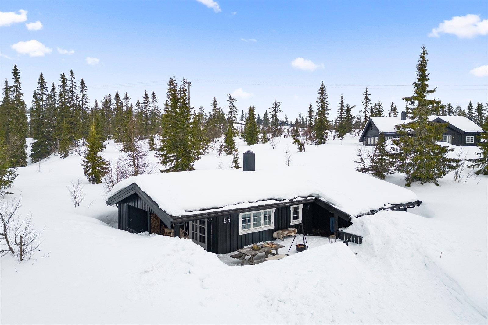Familievennlig hytte i Ryskdalen med nydelig utsikt, sol hele dagen og fine uteplasser. Galleribilde