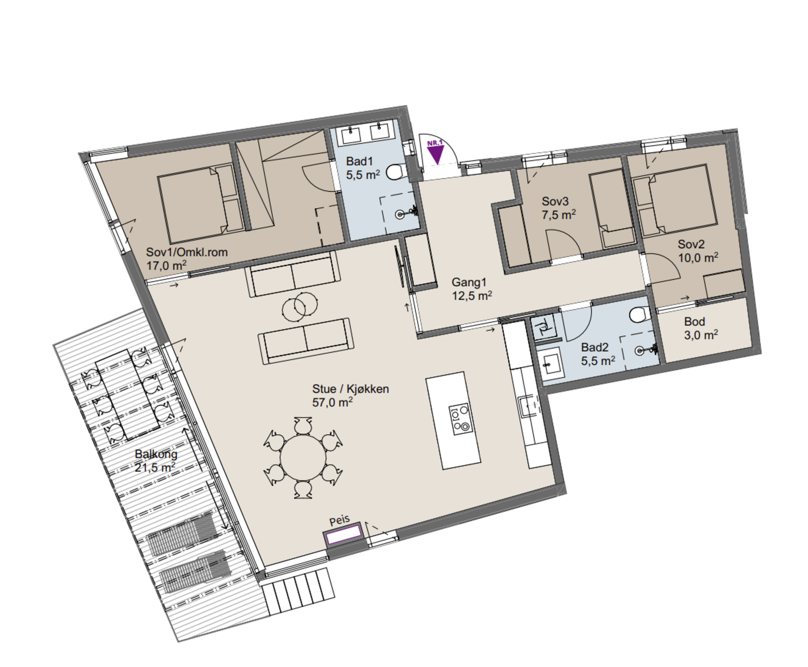 Plantegning seksjon 1 Galleribilde