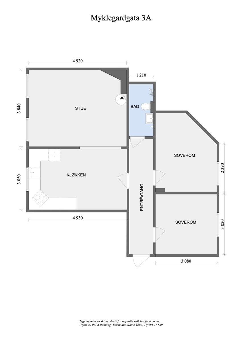 Planskisse i 2D med mål. Galleribilde