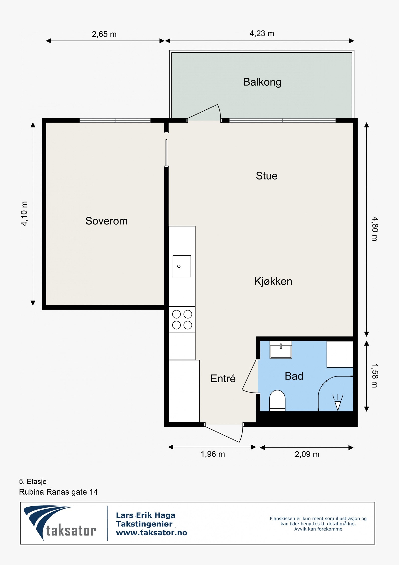 Plantegning - 5. etasje med heis. Galleribilde