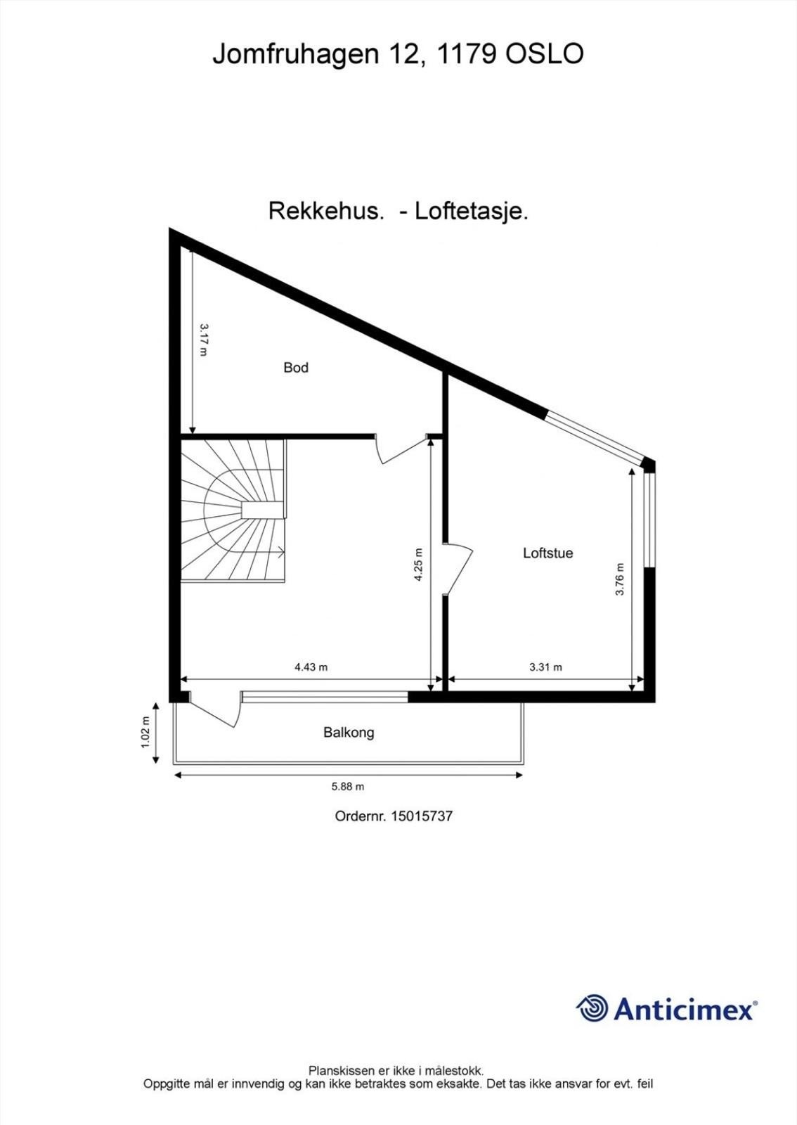 Plantegning loft. Teknisk rom/bod med lagringsmuligheter Galleribilde