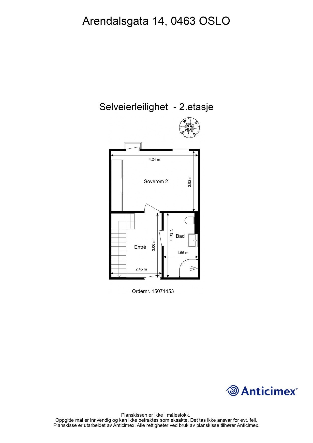 Først plantegninger, så du får orientert deg litt. Her fra etasjen der du kommer inn. Galleribilde