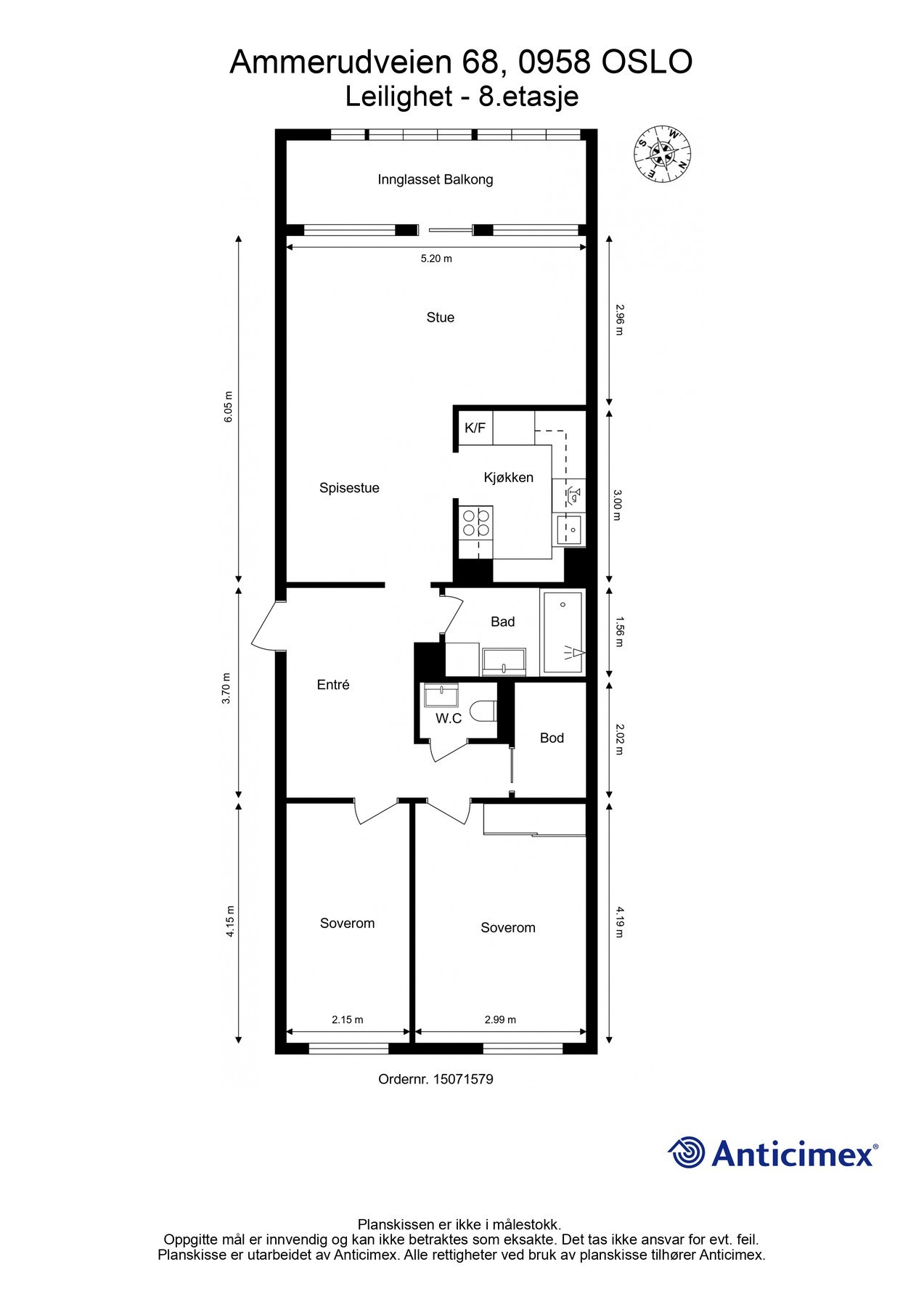Målsatt plantegning Galleribilde