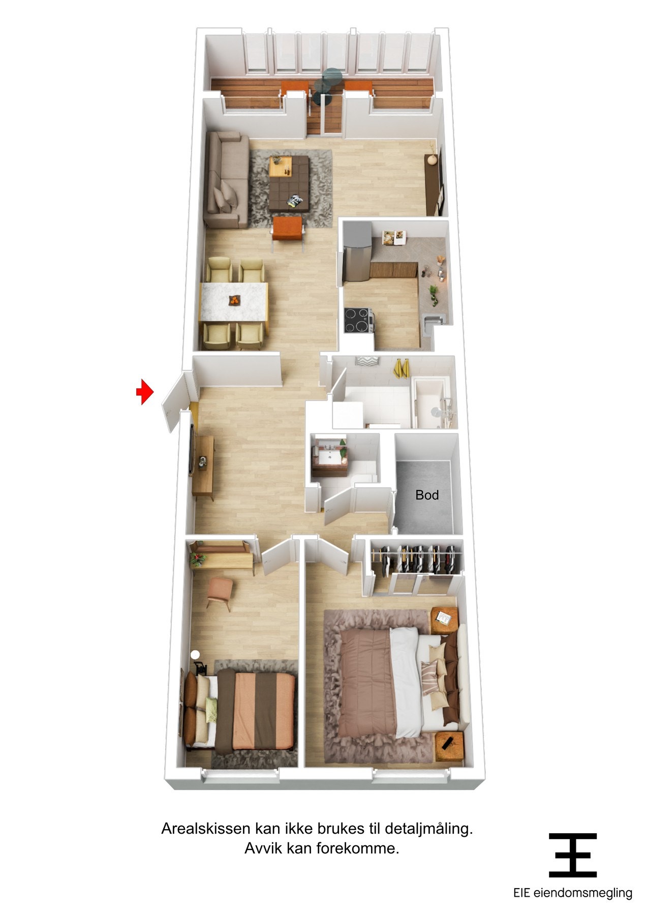 Boligens plantegning i 3D Galleribilde