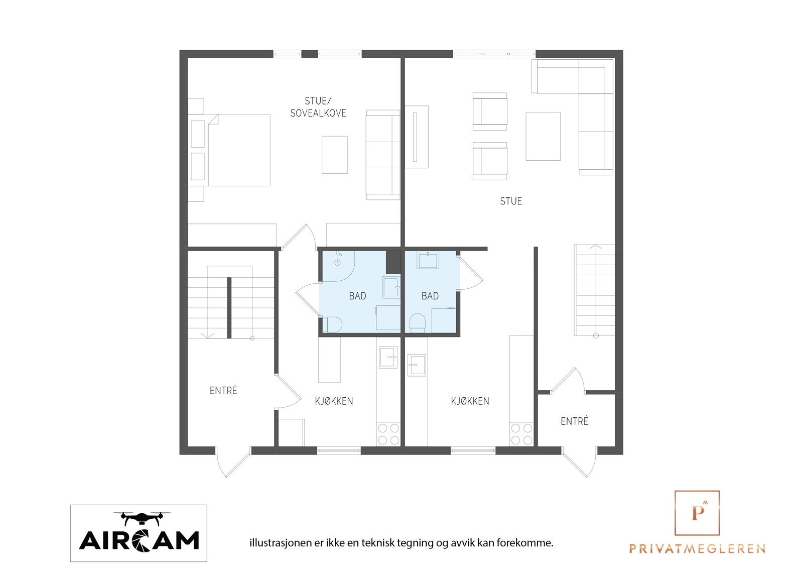 Plantegning 1 etasje i 2D Galleribilde