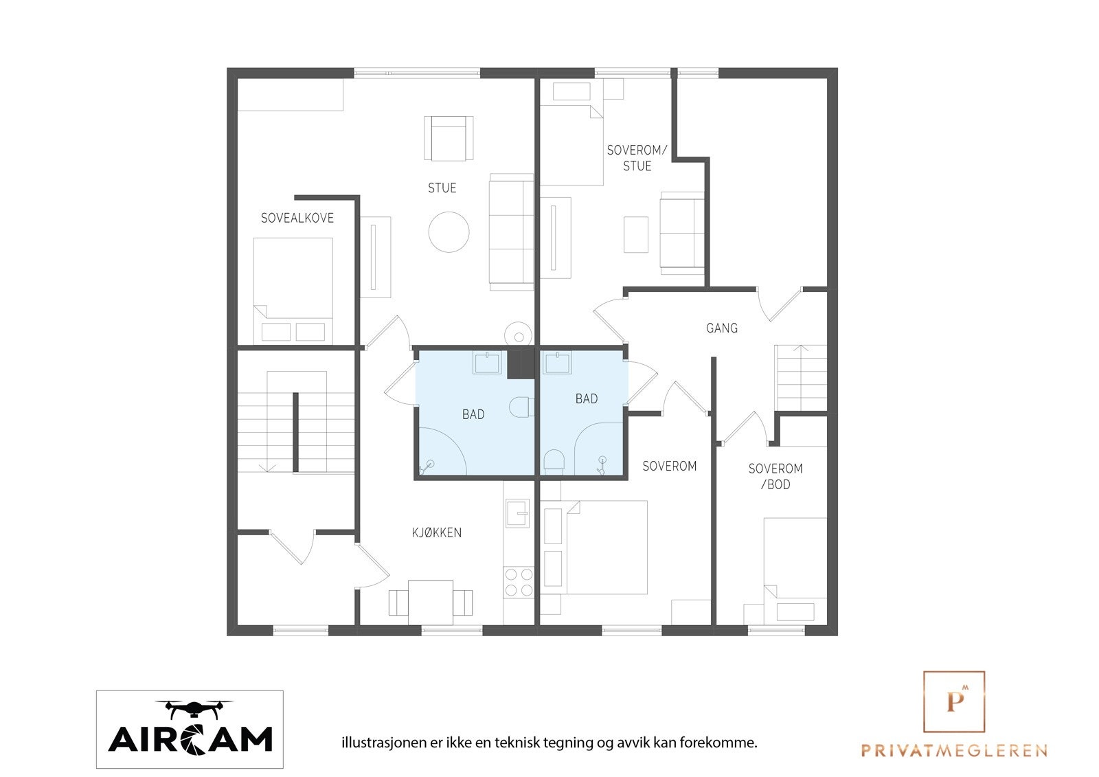 Plantegning 2 etasje i 2D Galleribilde