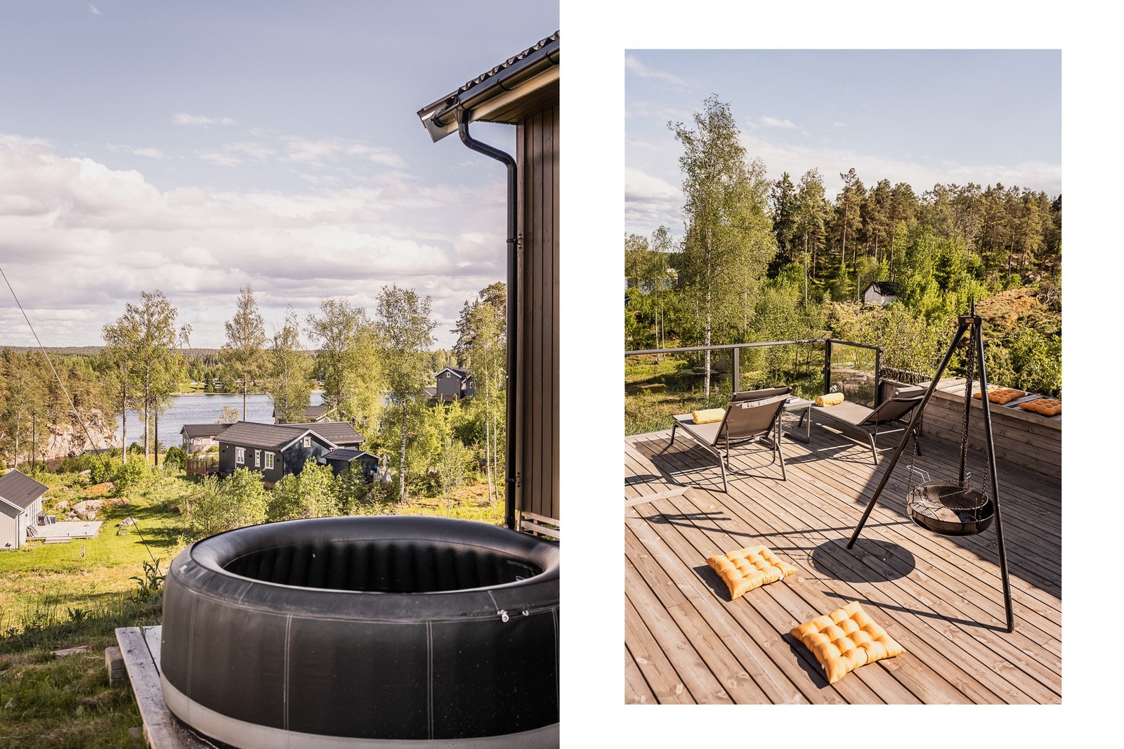 En liten platting på nedsiden av hytta har plass til stamp eller lignende. Galleribilde