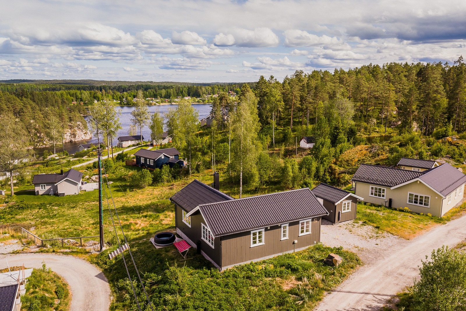 Hytta har enkel adkomst og parkeringsplass på egen gårdsplass- rett ved hytteveggen. Galleribilde