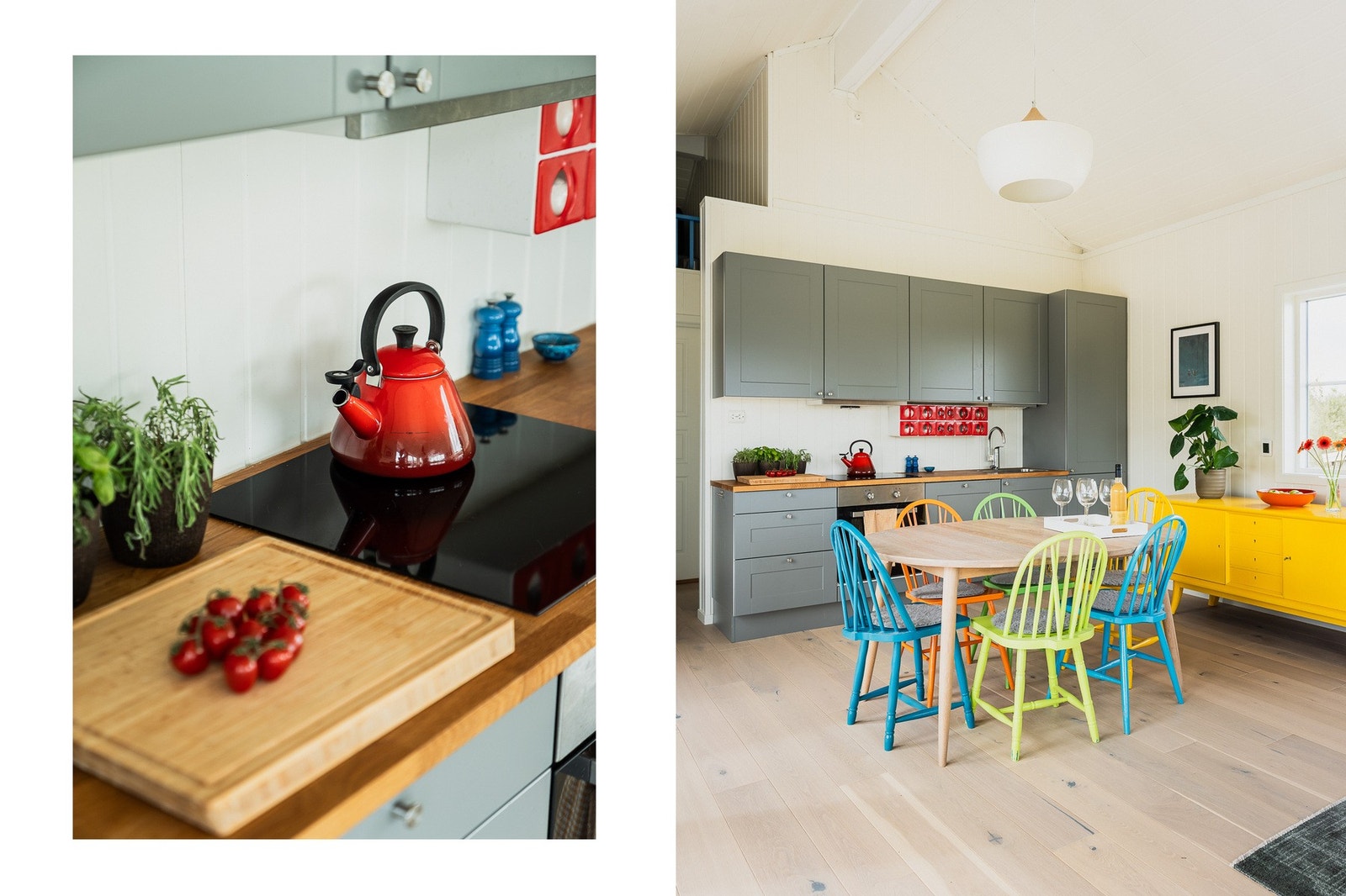 Kjøkkenet er trivelig og kompakt med alt man trenger, samt god arbeidsflyt langs benkeplater i heltre. Galleribilde