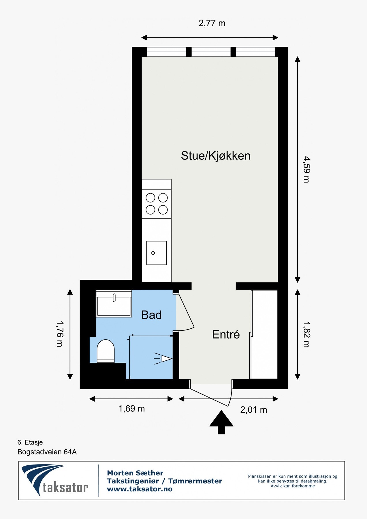 Leiligheten disponerer en loftsbod med ett gulvareal på ca. 1,8 m², skråtak. Galleribilde