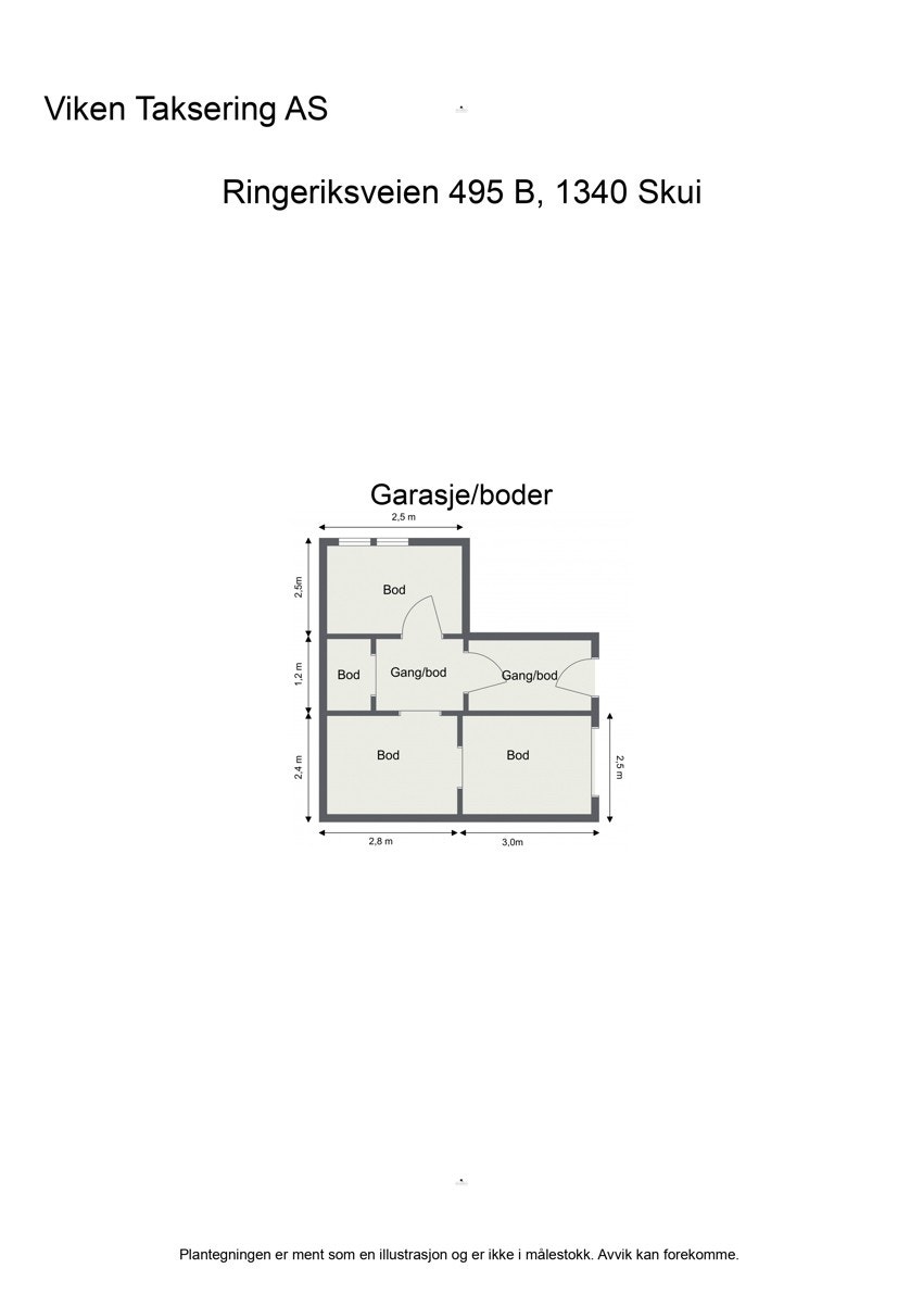 Plantegning garasje/boder. Galleribilde